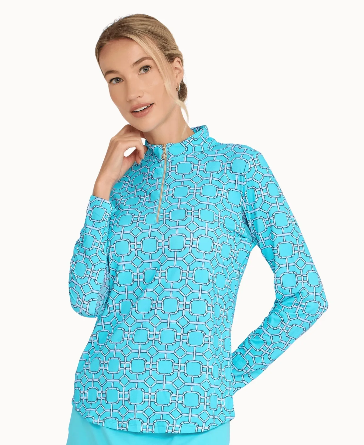 Quarter-Zip Mock Neck Long-Sleeve Top by G Lifestyle Clothing