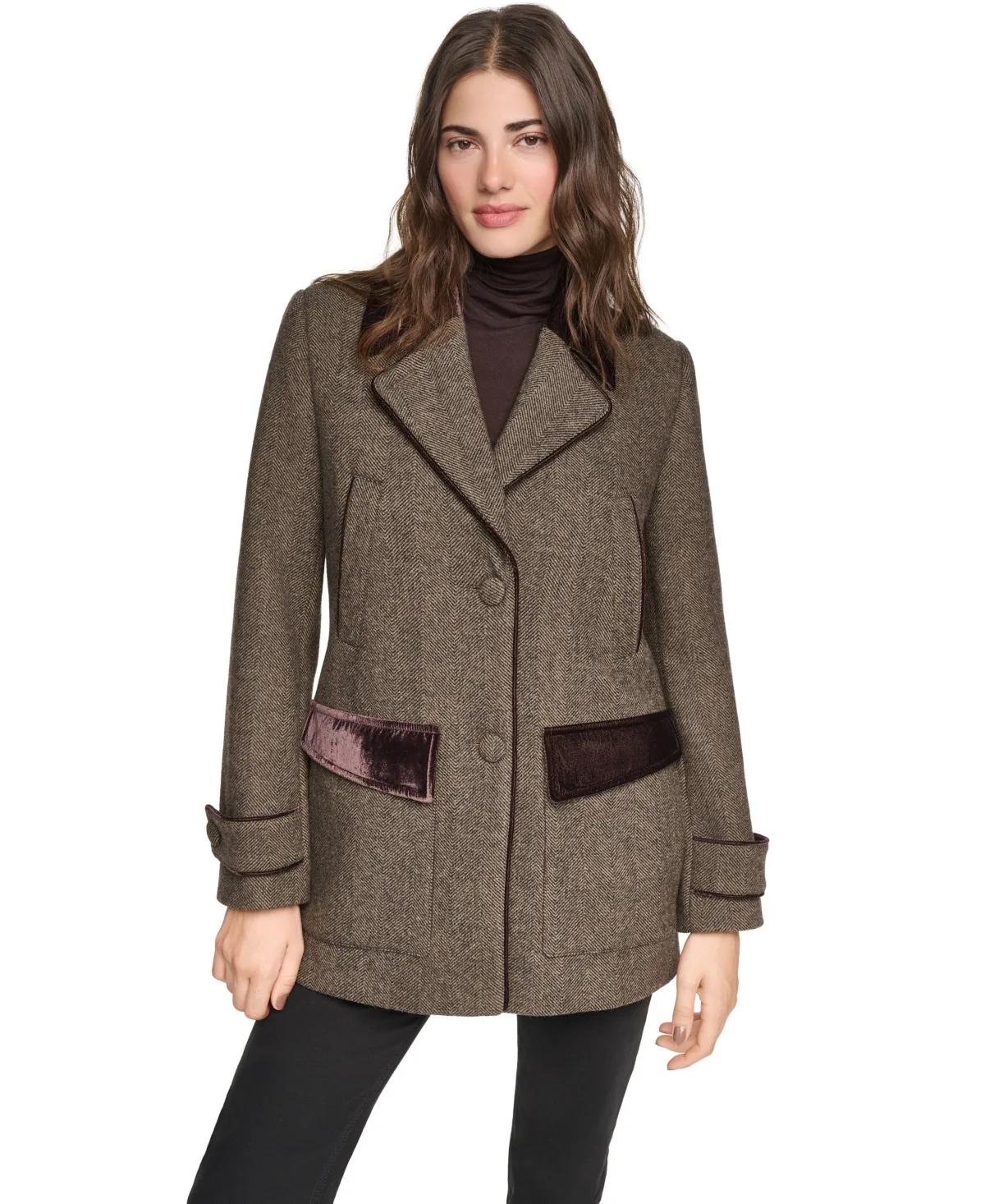 Stansbury Herringbone Wool-Blend Blazer Coat by Andrew Marc