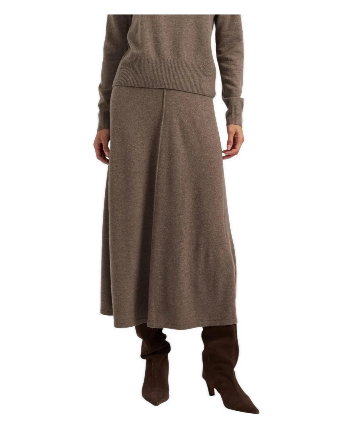 Chinti & Parker Wool-Cashmere-Blend High-Waisted A-Line Ribbed Midi Skirt by Parker