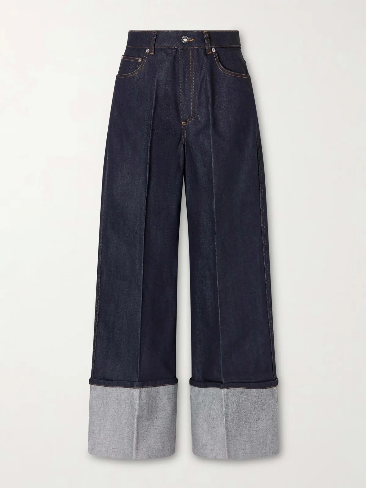 - Creased Wide-leg Denim Jeans -