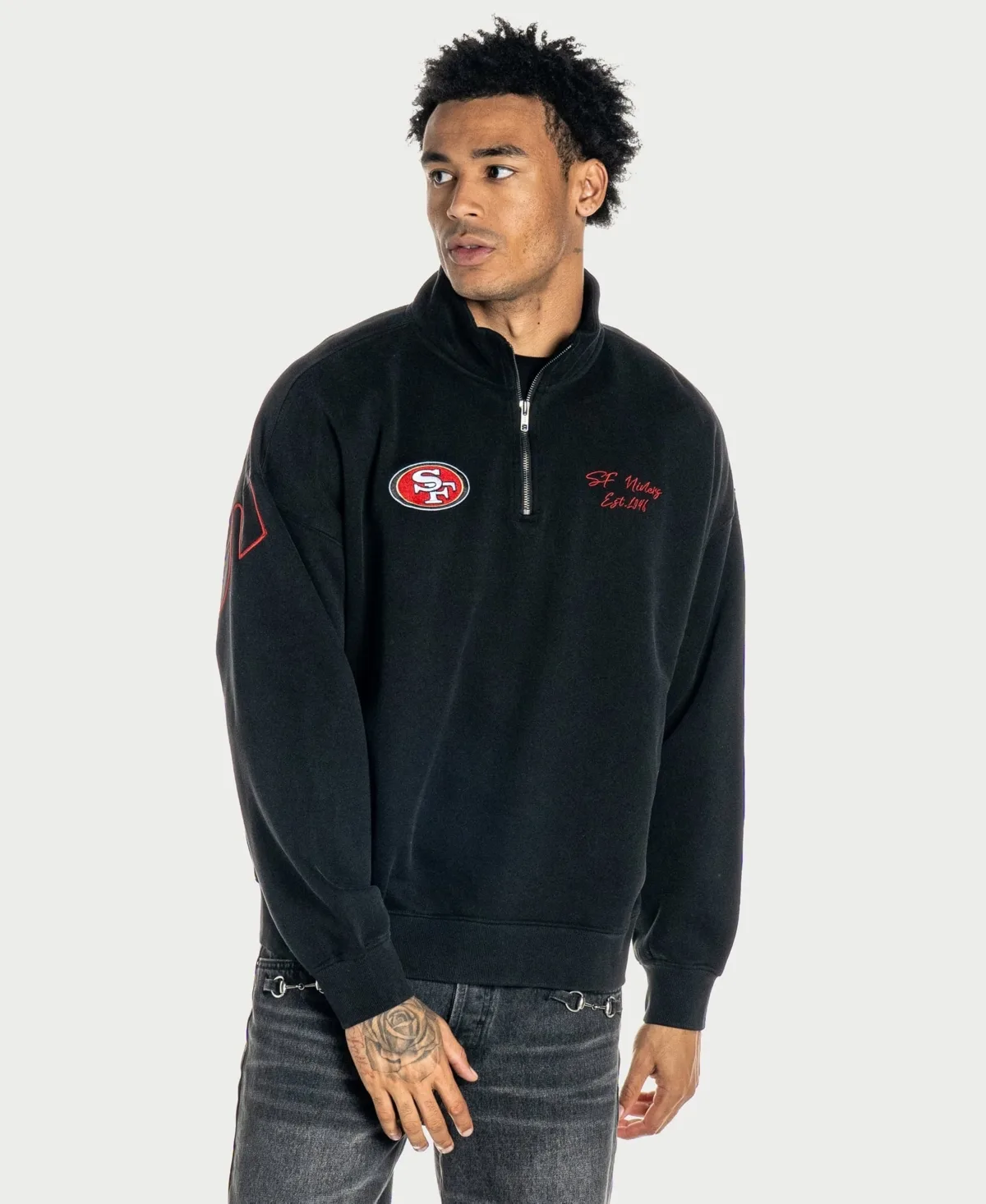 San Francisco 49ers Boxy Quarter-Zip Fleece Pullover by The Wild Collective