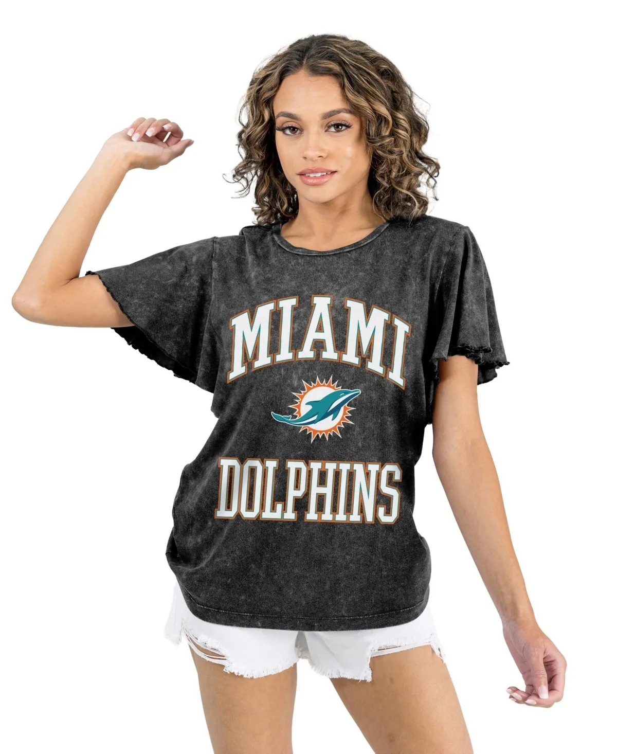 Miami Dolphins Relaxed Flutter Sleeve T-Shirt by Gameday Couture