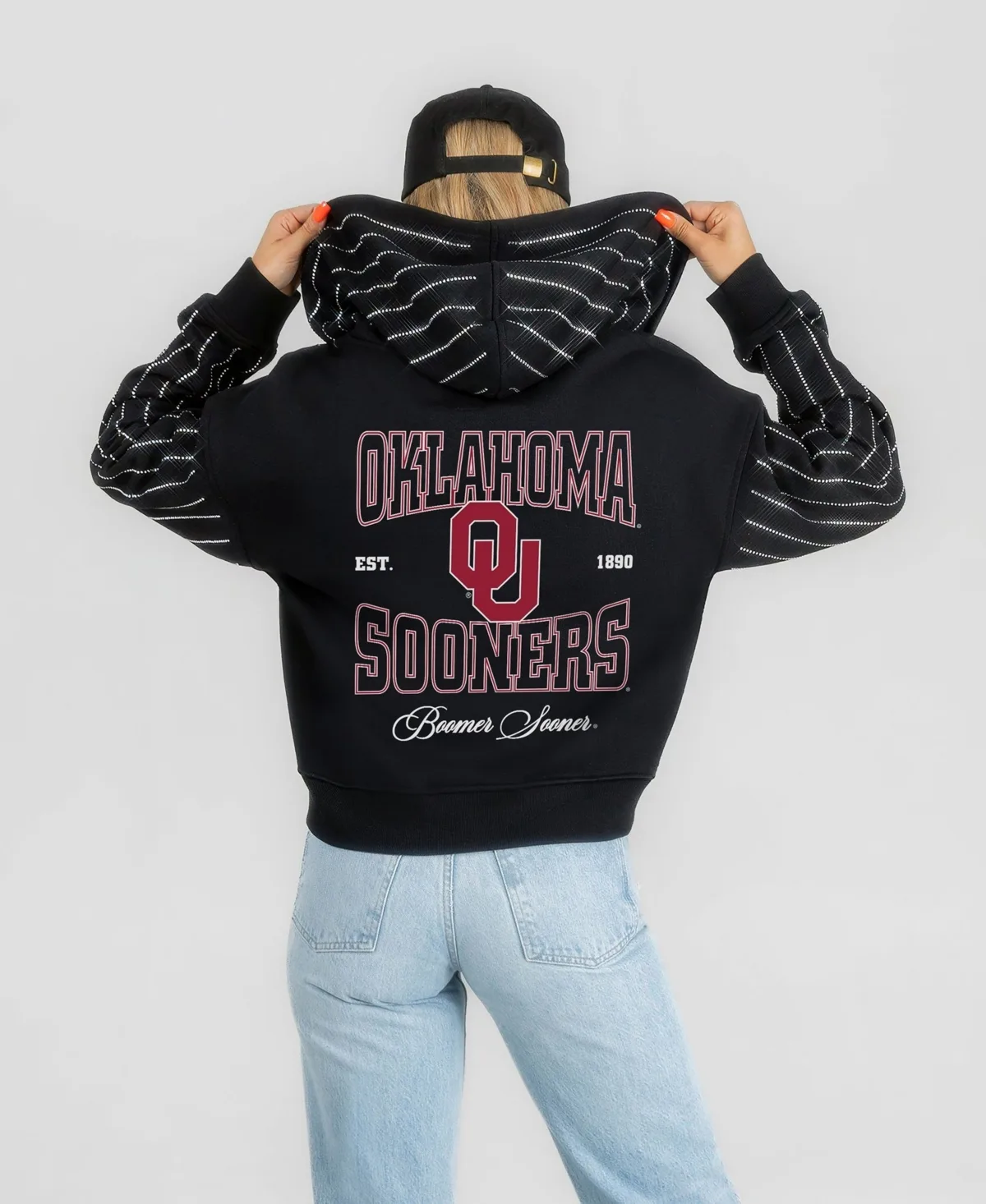 Oklahoma Sooners Eyes on the Prize Mid-Crop Full-Zip Hoodie by Gameday Couture