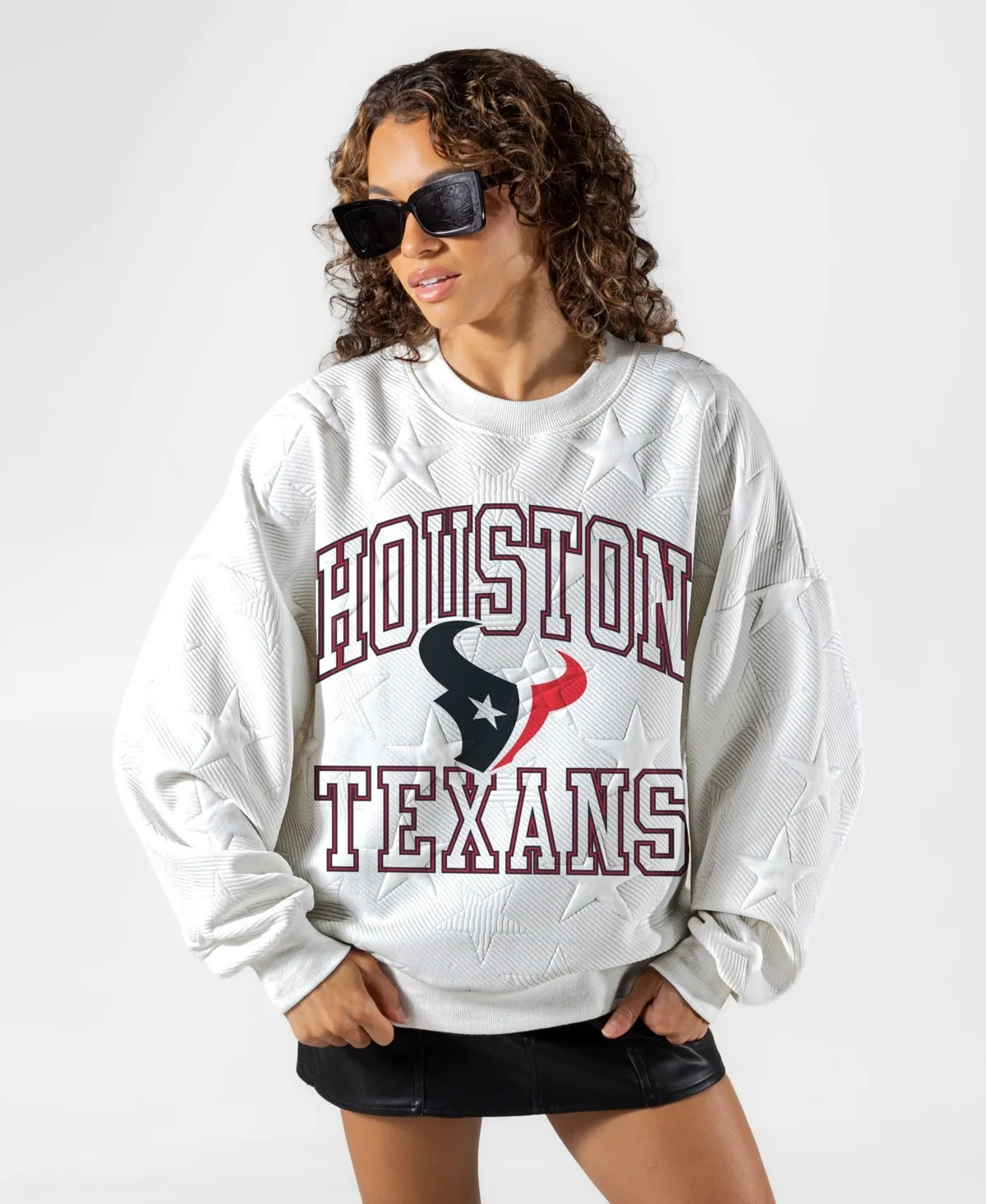 Houston Texans Big Play Energy Tonal Star Embossed Sweatshirt