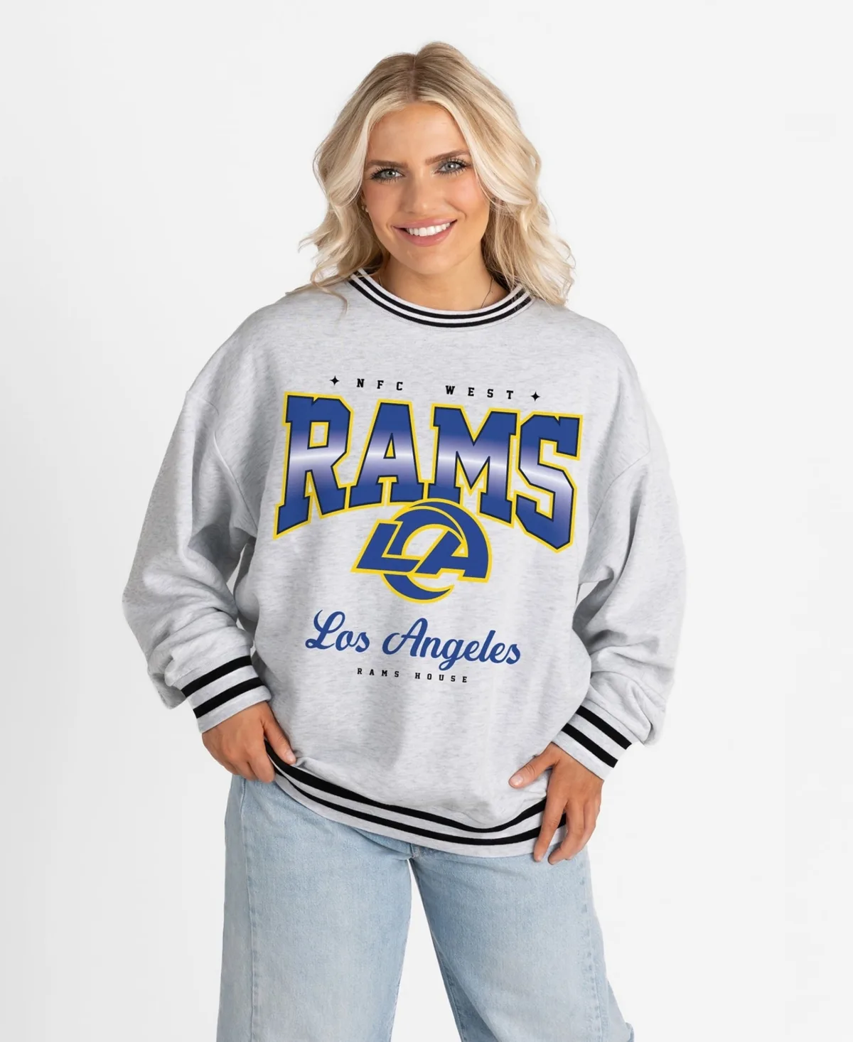 Los Angeles Rams Oversized Gridiron Drive Ringer Sweatshirt