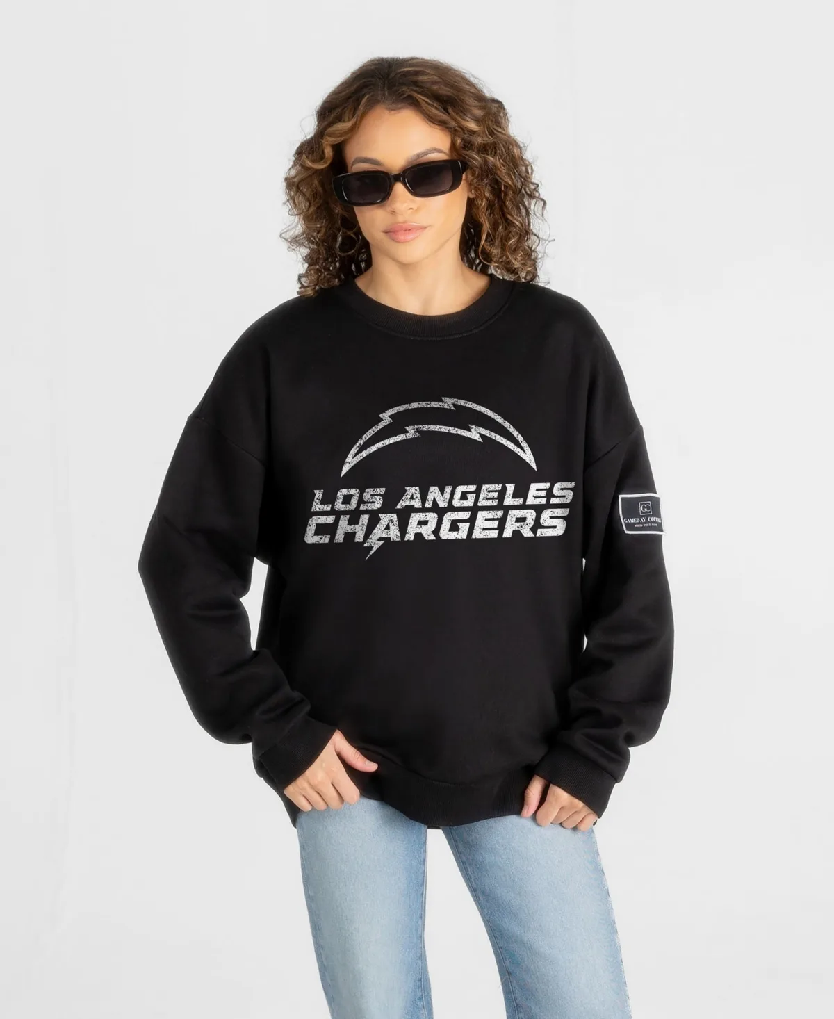Los Angeles Chargers Bold Move Black Label Premium Drop Shoulder Sweatshirt