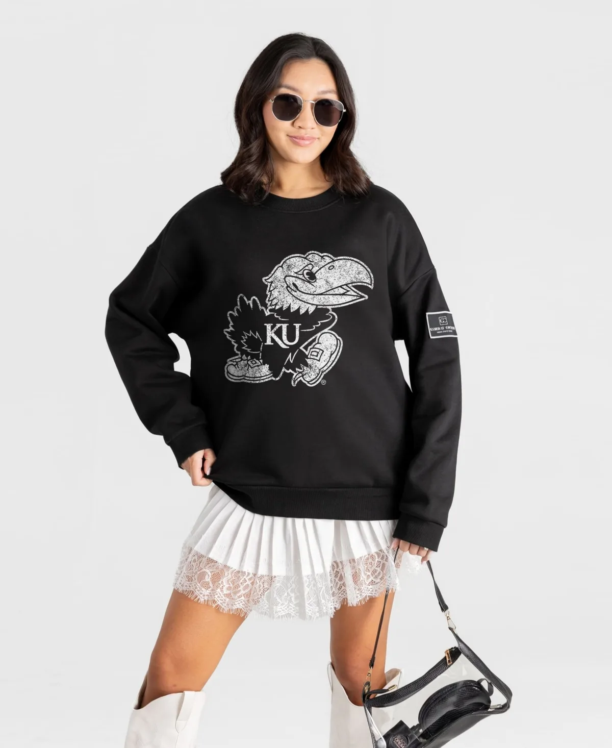 Kansas Jayhawks Bold Move Black Label Premium Drop Shoulder Sweatshirt
