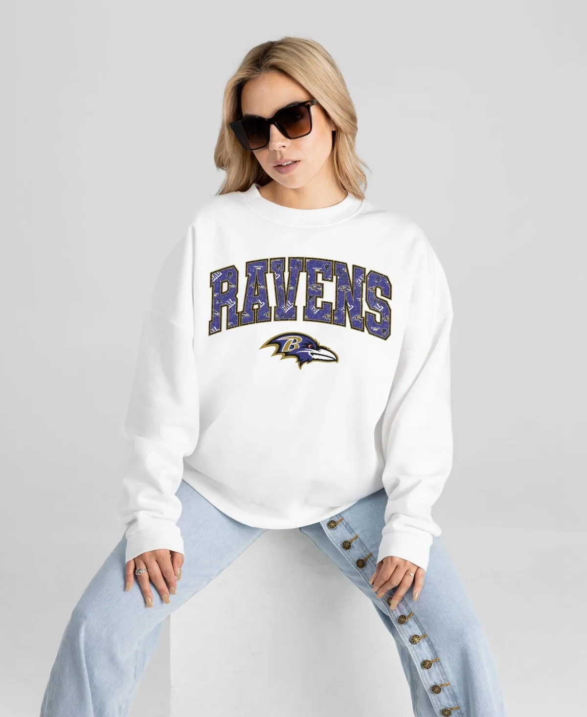 Baltimore Ravens Sweet Play Oversized Premium Drop Shoulder Sweatshirt