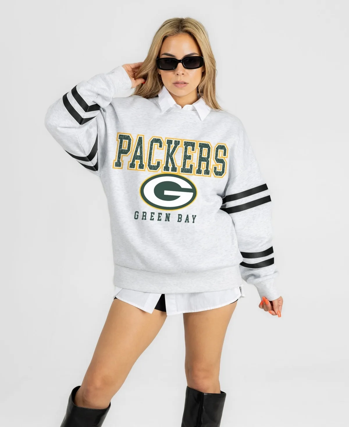 Green Bay Packers Stadium Stripes Oversized Fleece Sweatshirt
