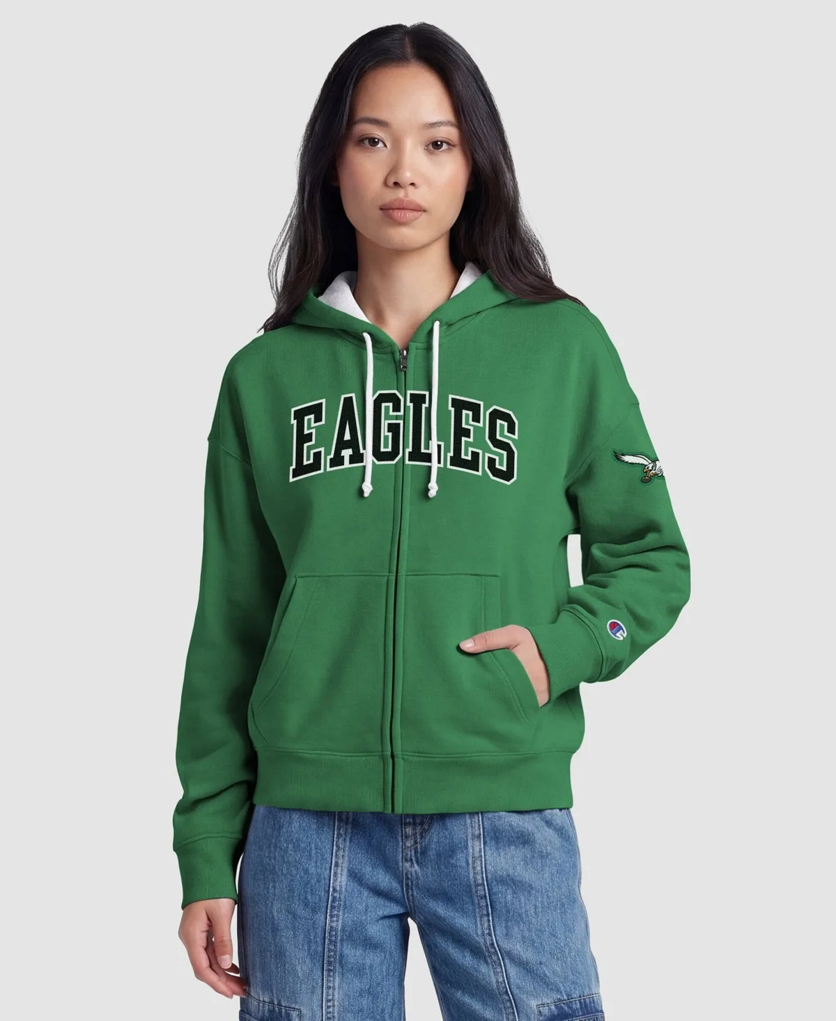 Philadelphia Eagles Contrast Liner Full-Zip Hoodie by Champion