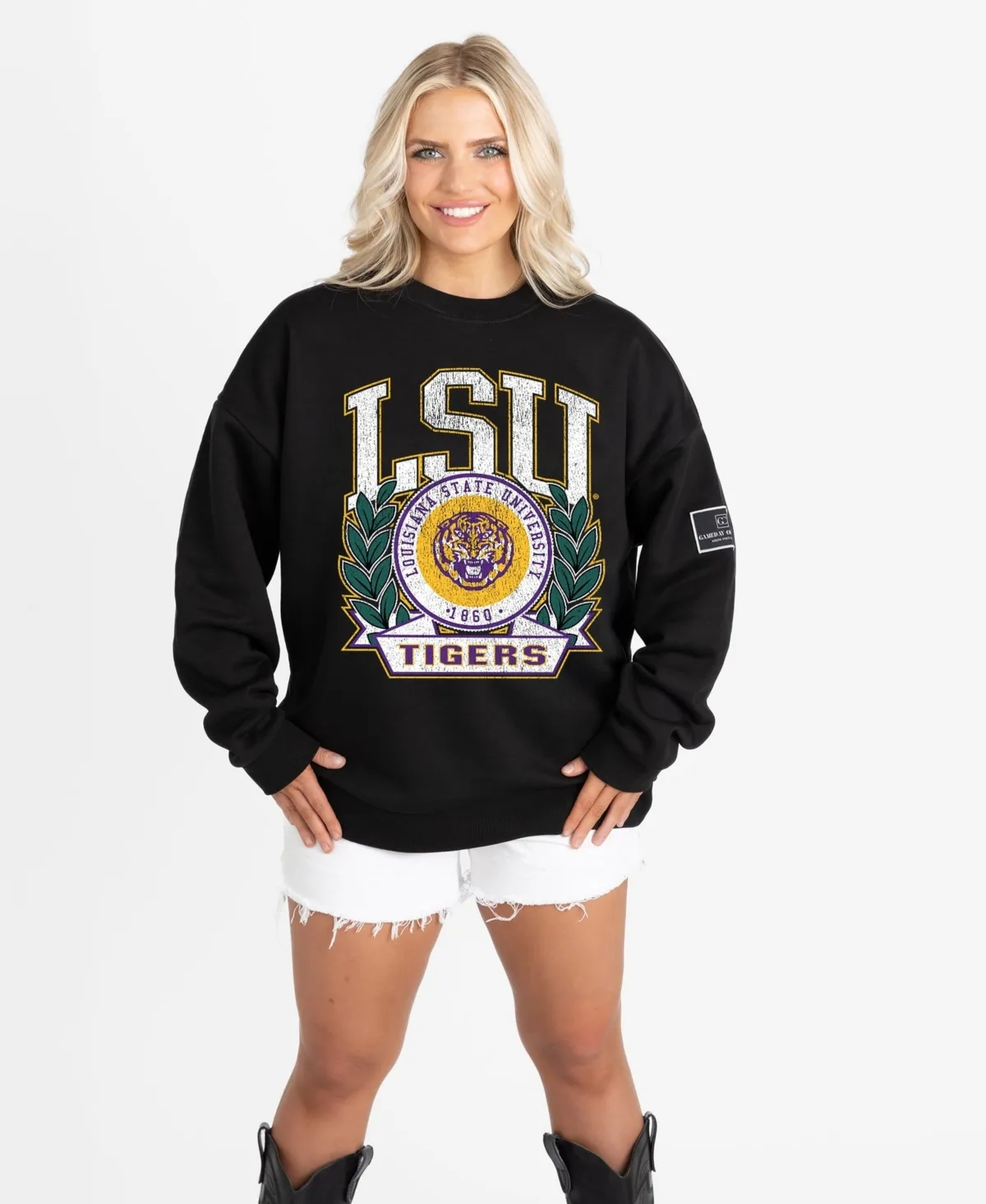 Lsu Tigers Oversized Victory Lane Black Label Premium Sweatshirt