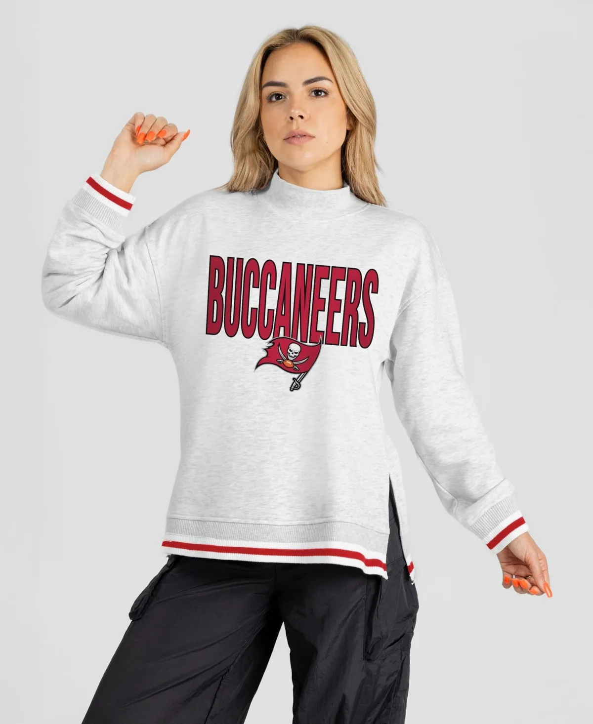 Tampa Bay Buccaneers Rally Point Contrast Stripe Mock Neck Sweatshirt by Gameday Couture