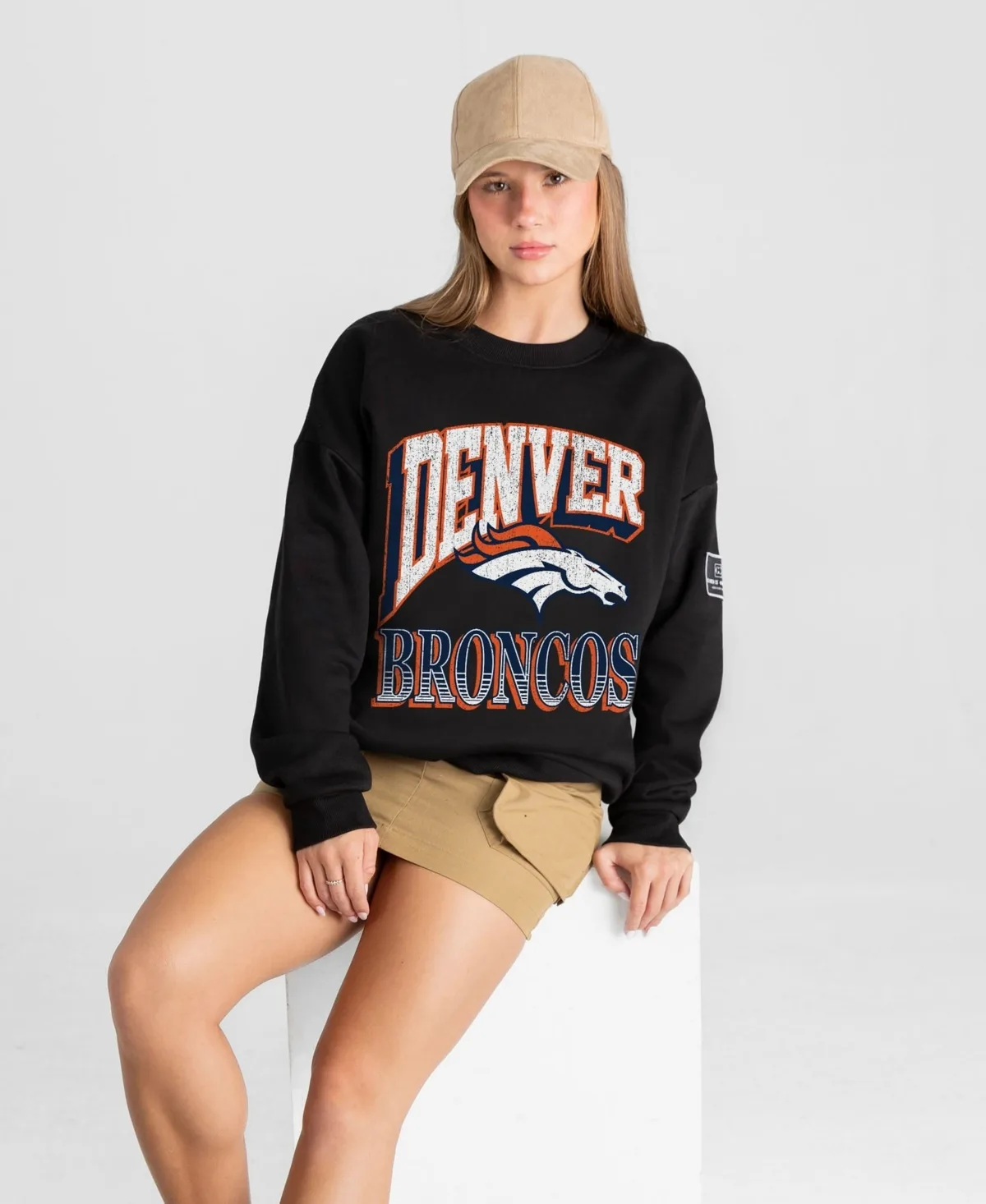 Denver Broncos Victory Prime Black Label Premium Drop Shoulder Sweatshirt