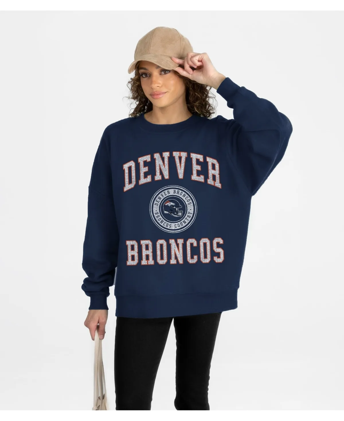Denver Broncos Prime Play Oversized Premium Drop Shoulder Sweatshirt by Gameday Couture