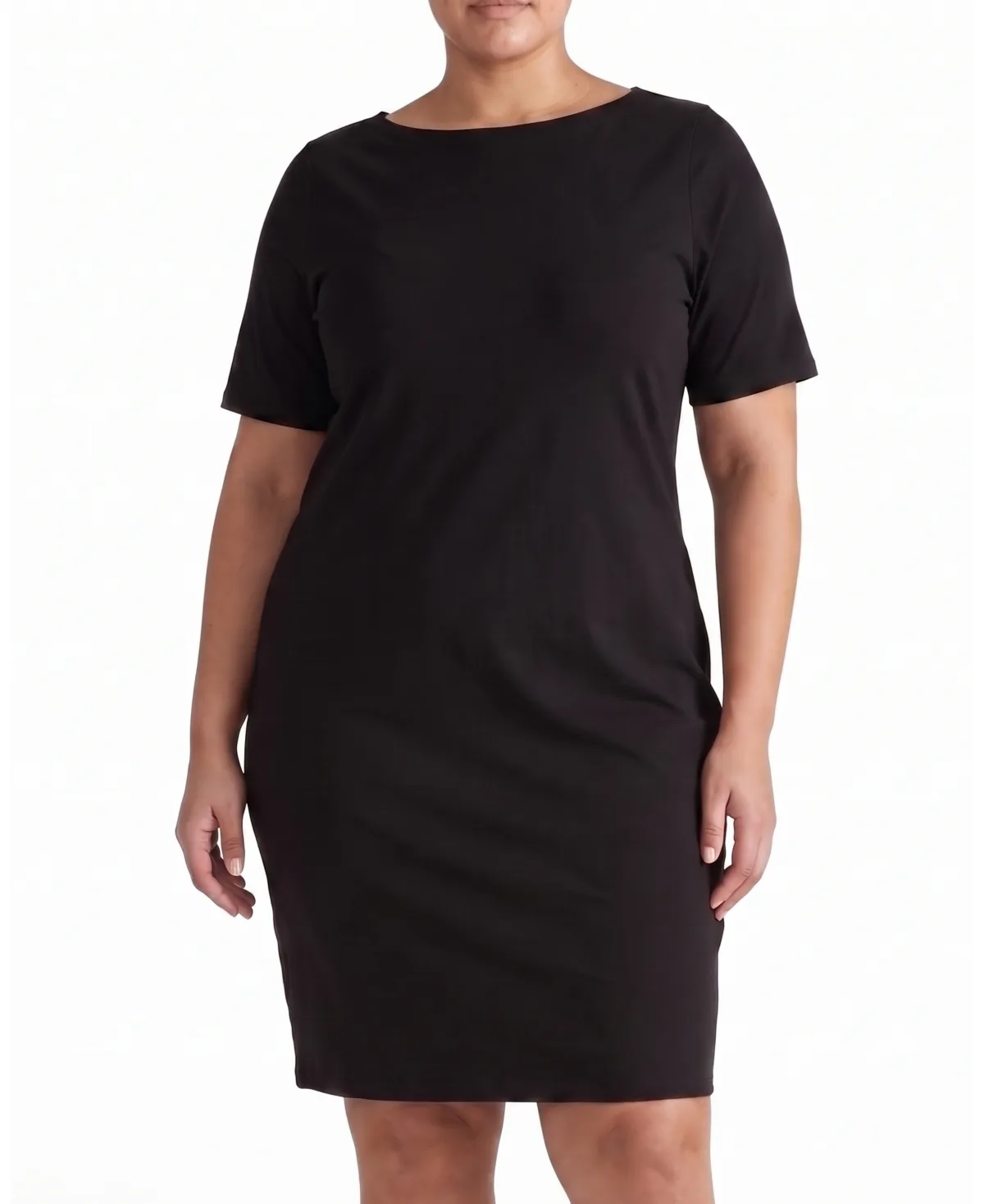 Belle Breton-Stripe Boat Neck Short-Sleeve Dress by Universal Standard