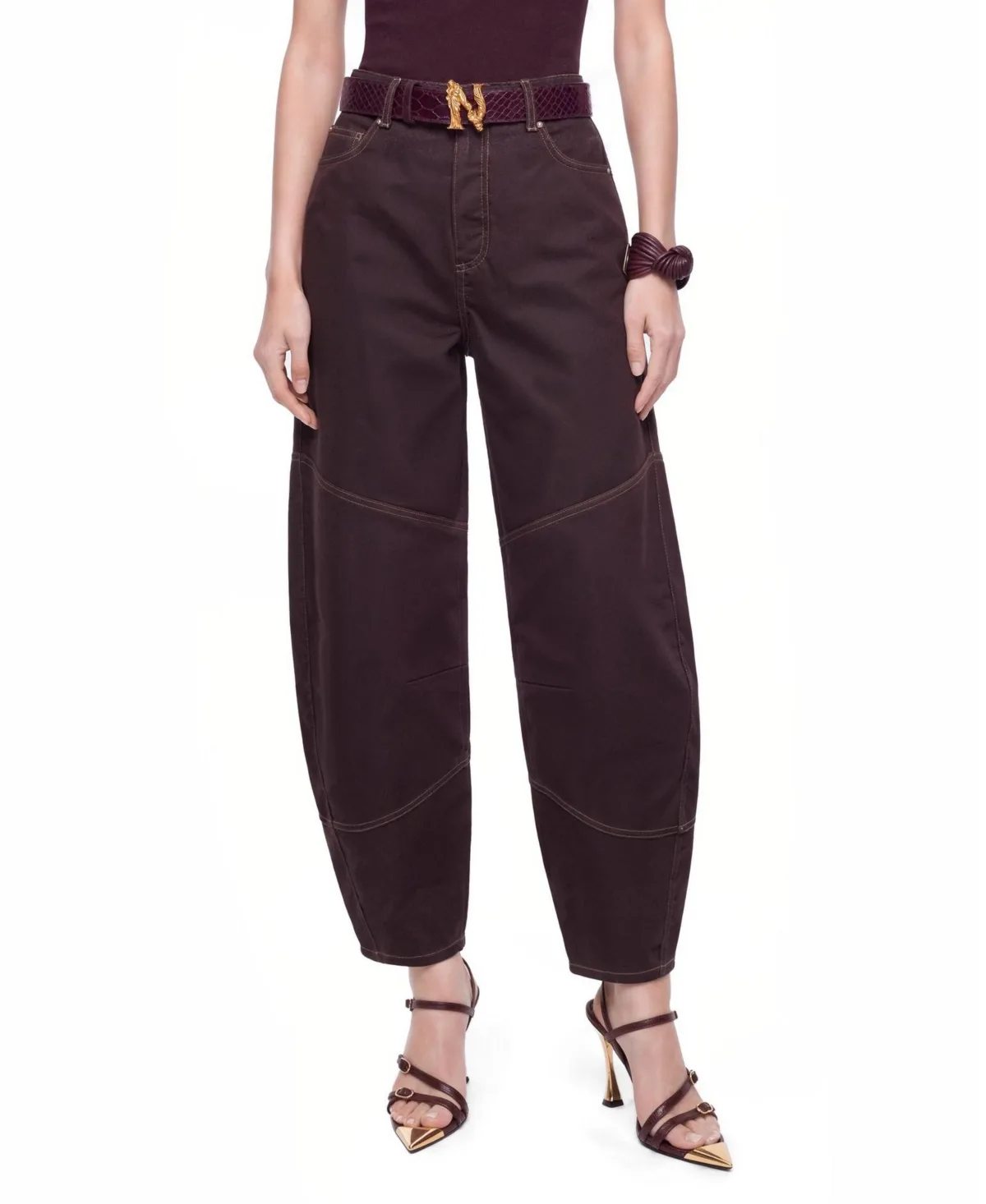 Barrel Leg Panelled Jeans by Nocturne