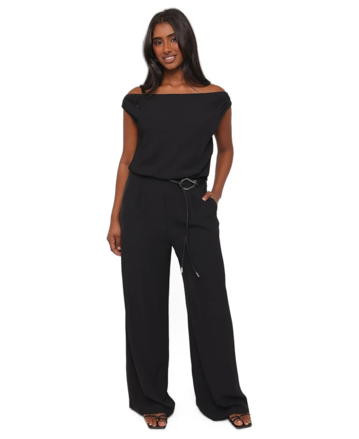 Maisie Off-the-Shoulder Wide-Leg Short-Sleeve Jumpsuit by Petal and Pup
