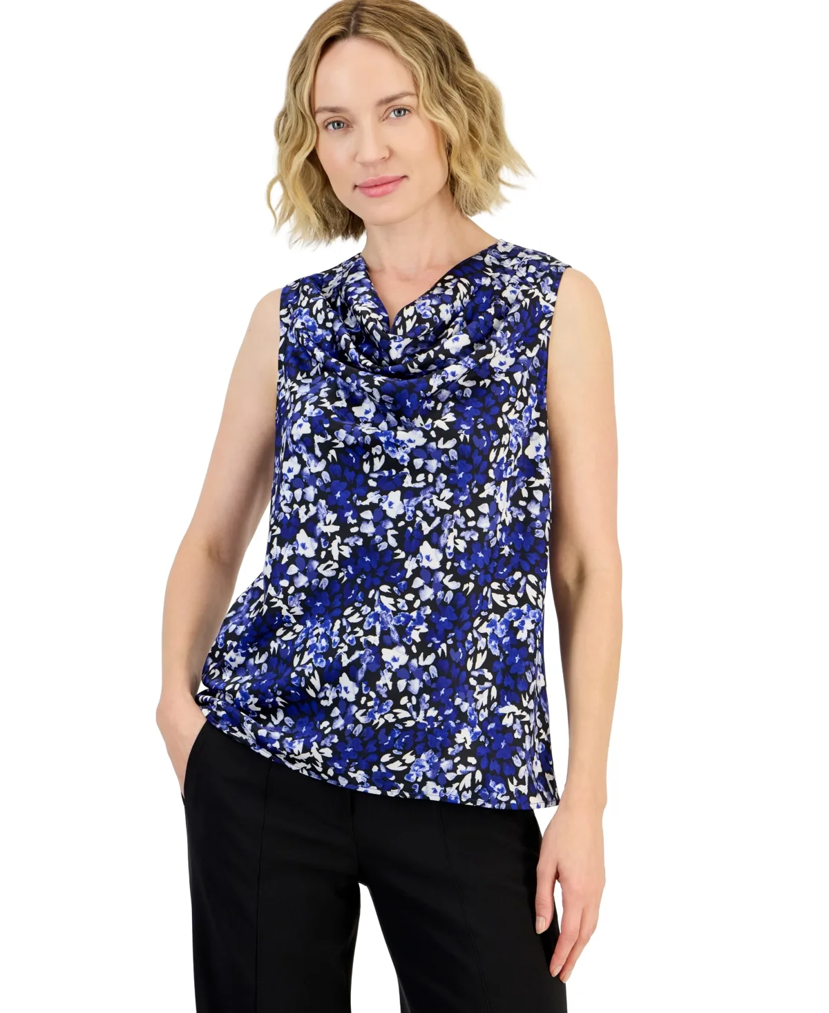 Floral-Print Cowl Neck Sleeveless Blouse by Kasper