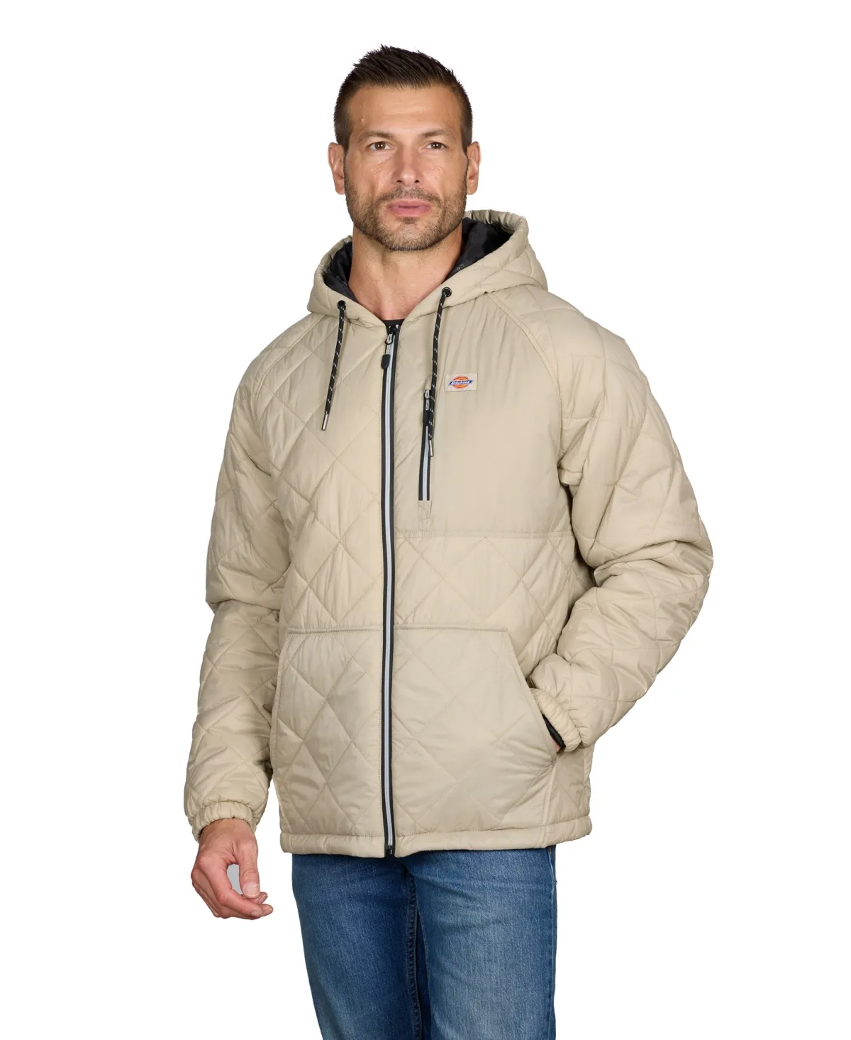 Diamond-Quilted Packable Hooded Jacket
