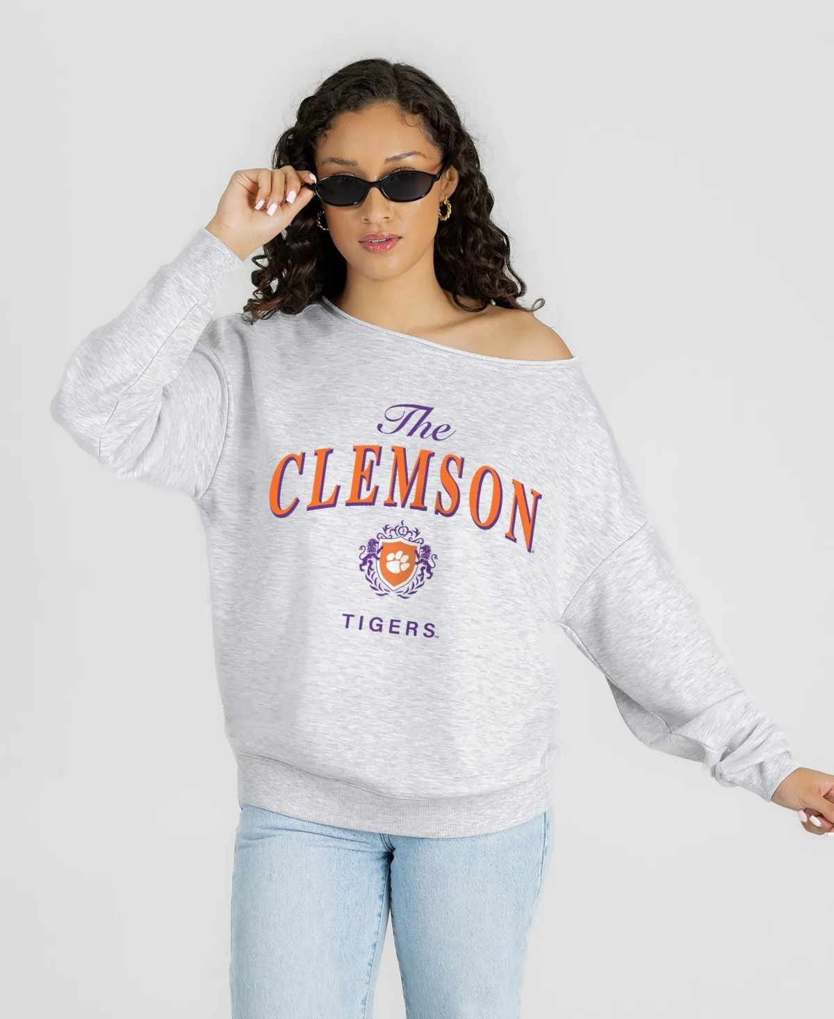 Clemson Tigers Offsides Energy Off-Shoulder Sweatshirt