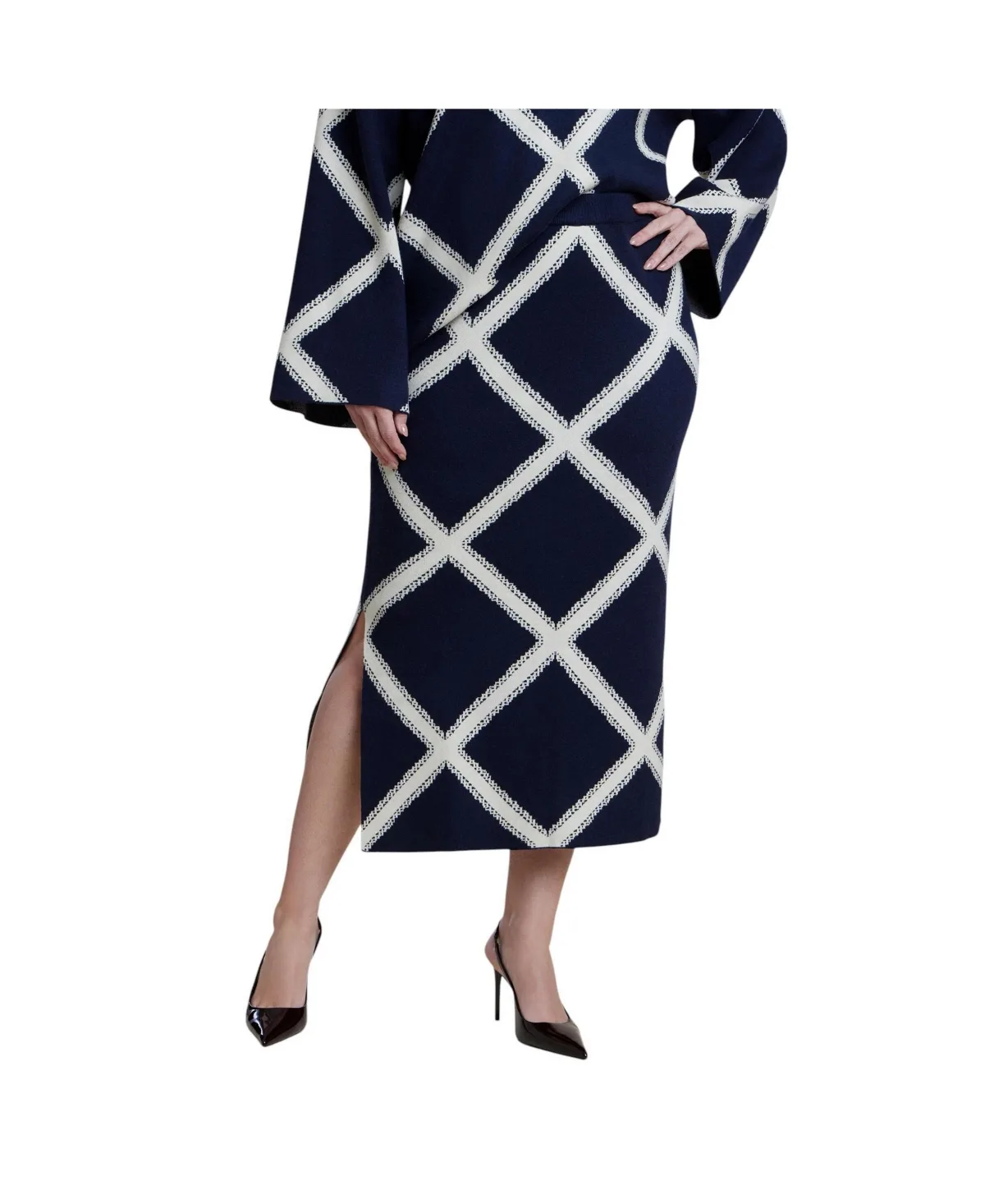 High-Waisted Midi Intarsia Sweater Skirt by Eloquii