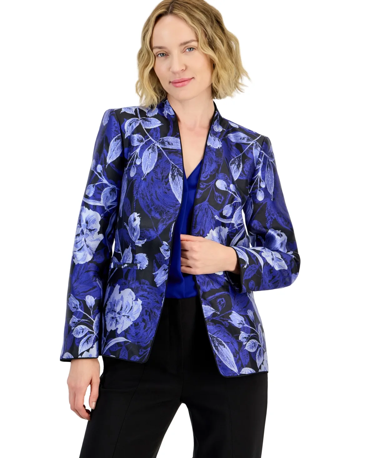 Floral Jacquard Collarless Jacket by Kasper