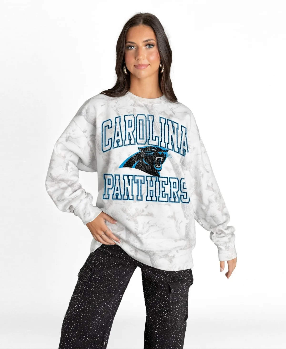 Carolina Panthers Whiteout Oversized Premium Fleece Sweatshirt