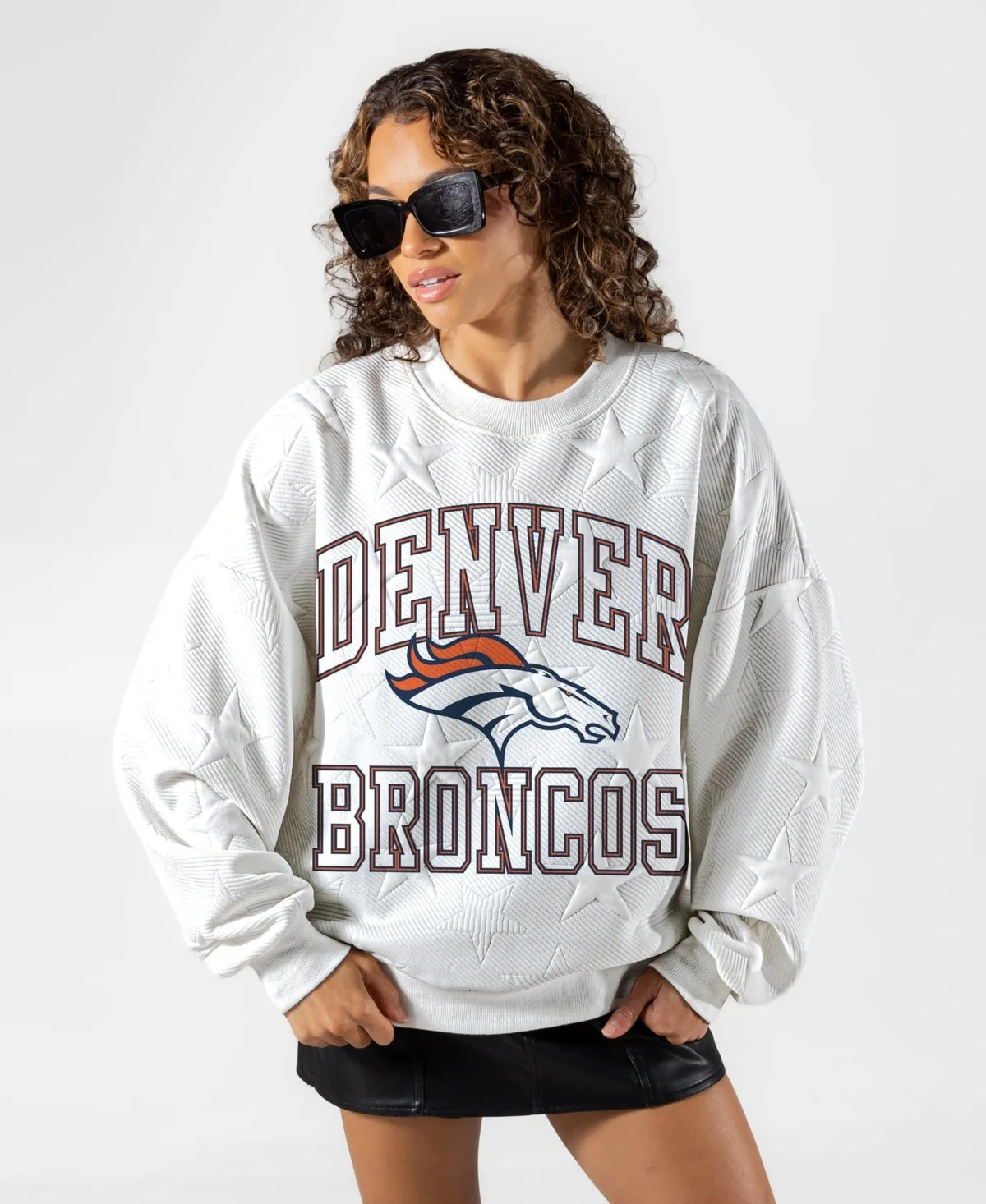 Denver Broncos Big Play Energy Tonal Star Embossed Sweatshirt by Gameday Couture