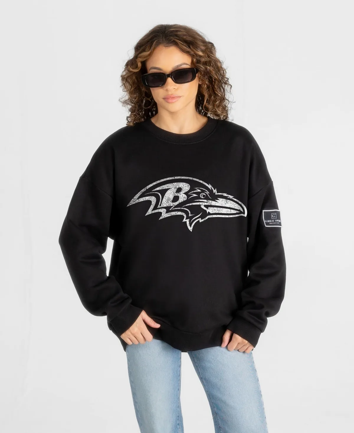 Baltimore Ravens Bold Move Black Label Premium Drop Shoulder Sweatshirt