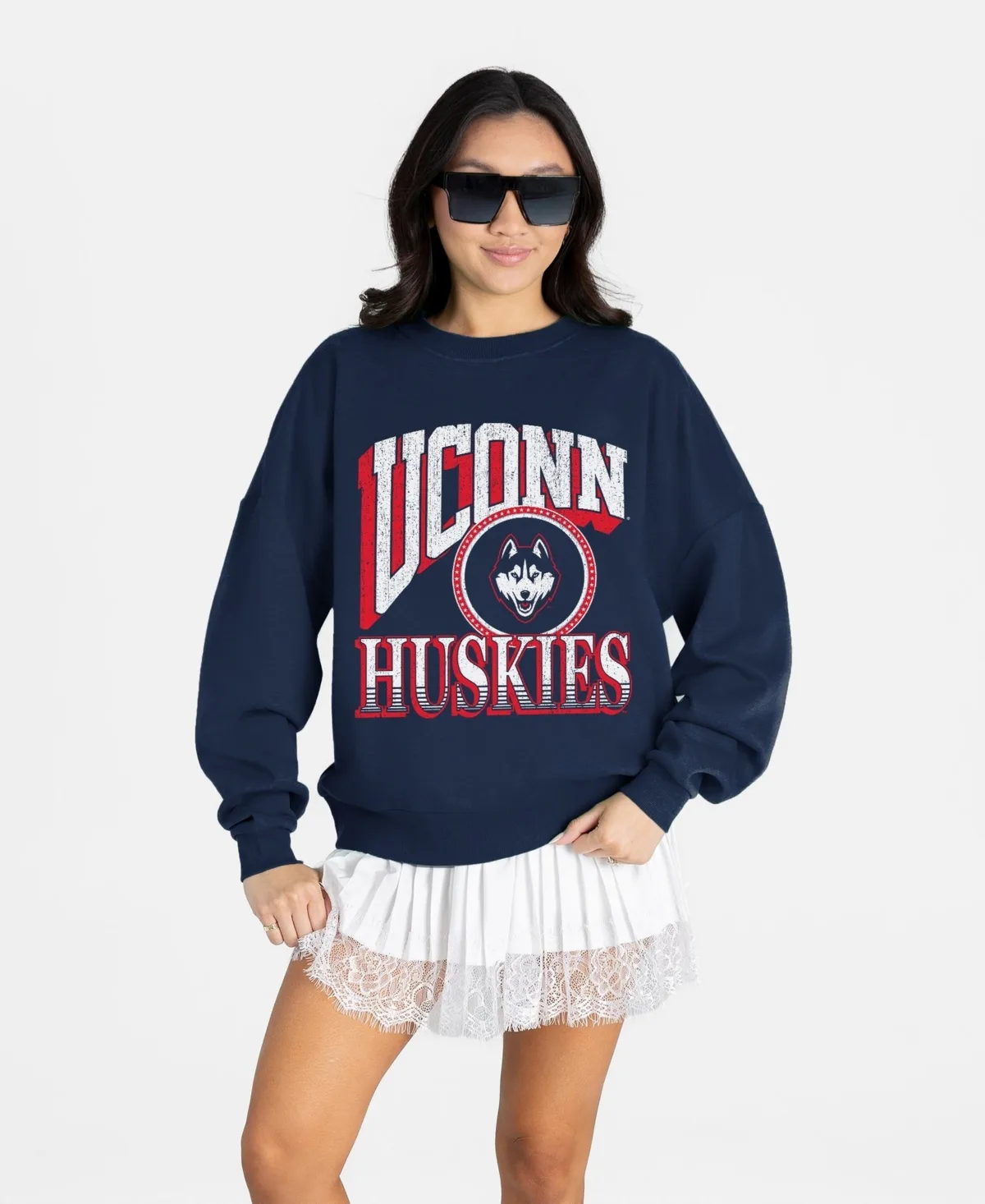 UConn Huskies Main Character Oversized Premium Drop Shoulder Sweatshirt by Gameday Couture