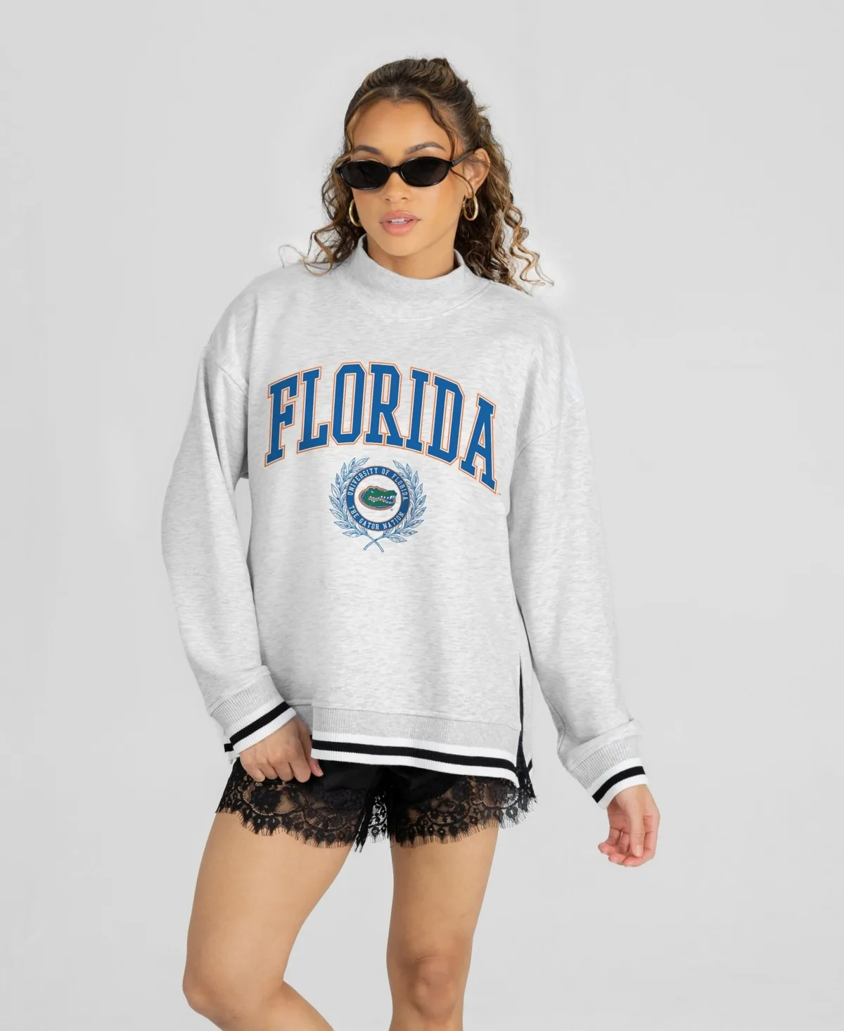 Florida Gators Rally Point Contrast Stripe Mock Neck Sweatshirt