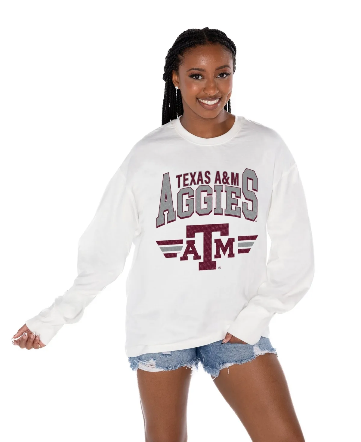 Texas A&M Aggies Oversized Swift Strike Long-Sleeve T-Shirt