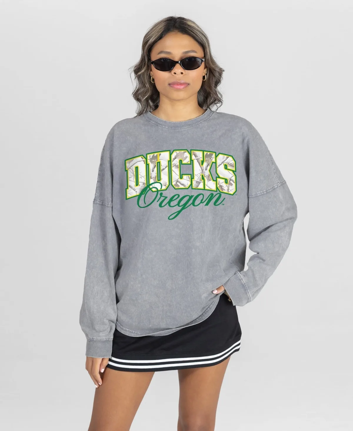 Oregon Ducks Snow Wash Oversized Long-Sleeve T-Shirt