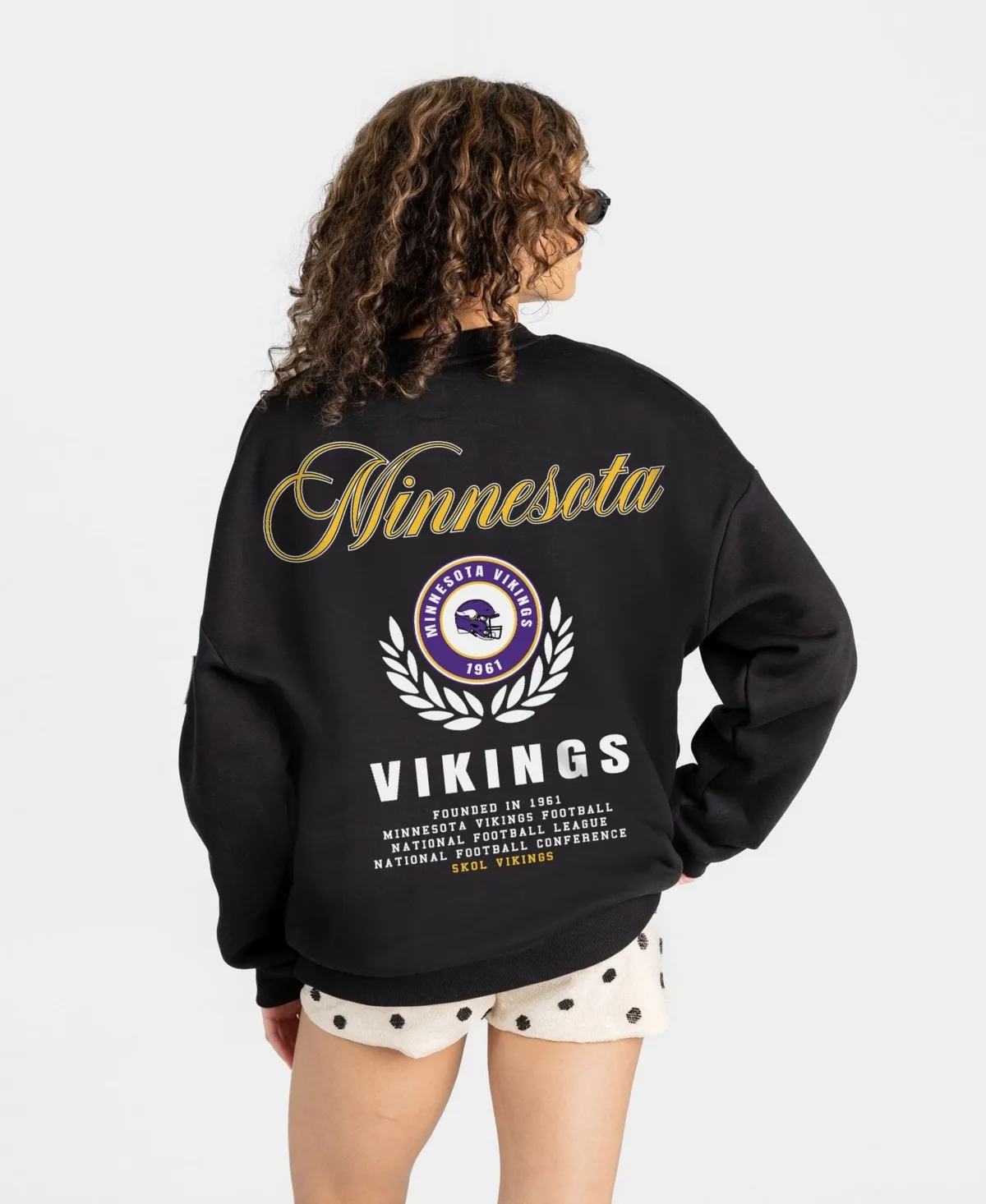 Minnesota Vikings Classic Charm Black Label Premium Drop Shoulder Sweatshirt