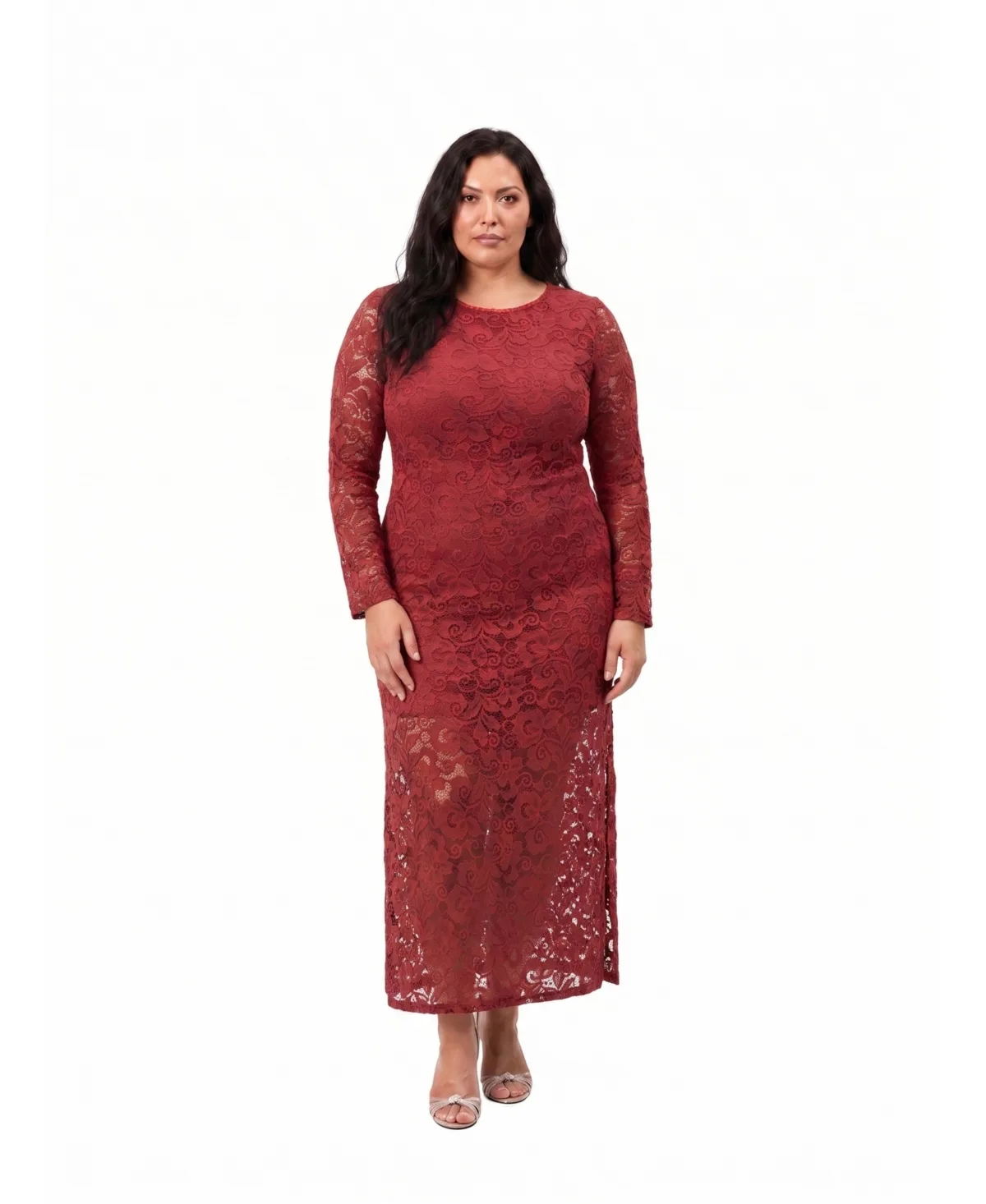 Wedding Guest Lace Long-Sleeve Maxi Dress by 24seven Comfort Apparel