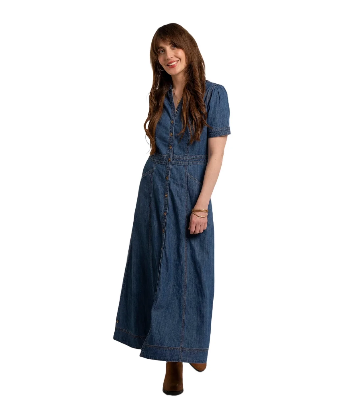 Apple Maxi Collared Short-Sleeve Dress by Brakeburn