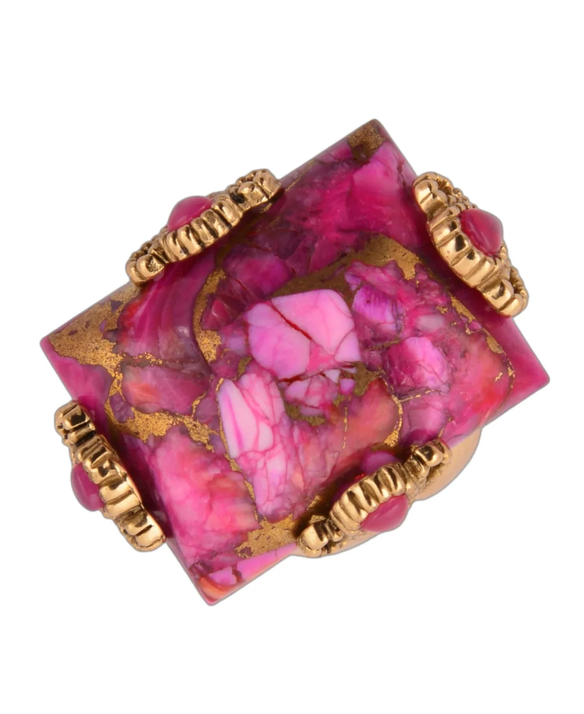 Genuine Pink Spiny Oyster Matrix Prismatic Statement Ring by Barse