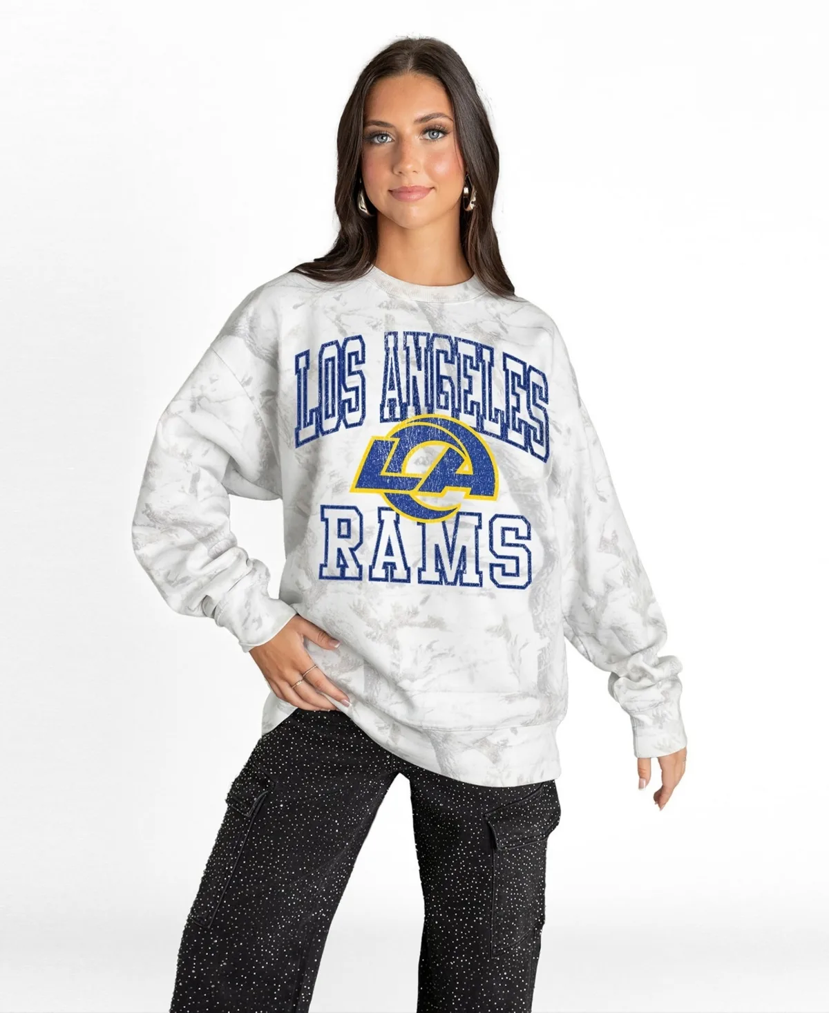 Los Angeles Rams Whiteout Oversized Premium Fleece Sweatshirt