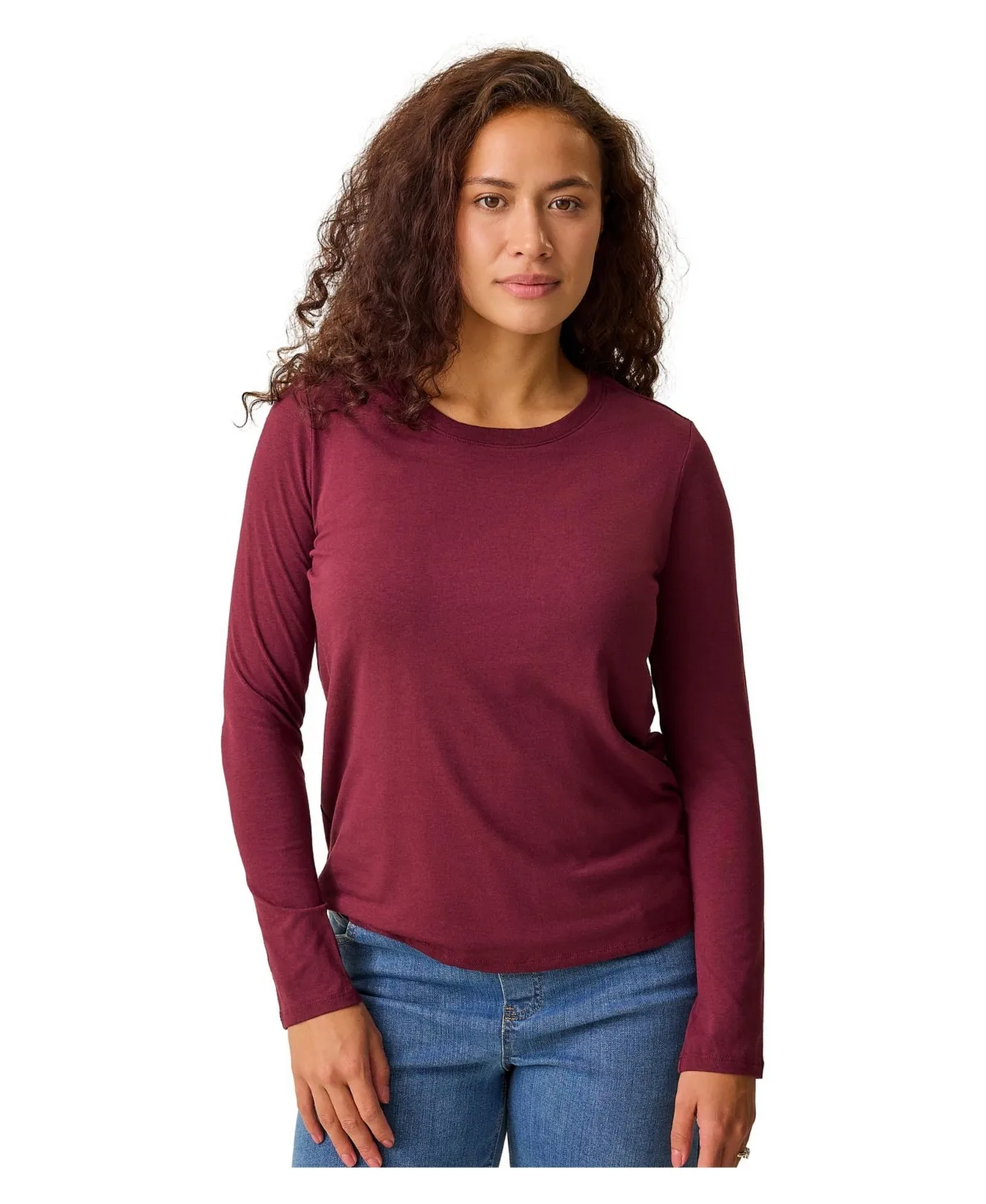 Maternity Slim-Fit Modal-Cotton Blend Nursing Long-Sleeve T-Shirt by Kindred Bravely