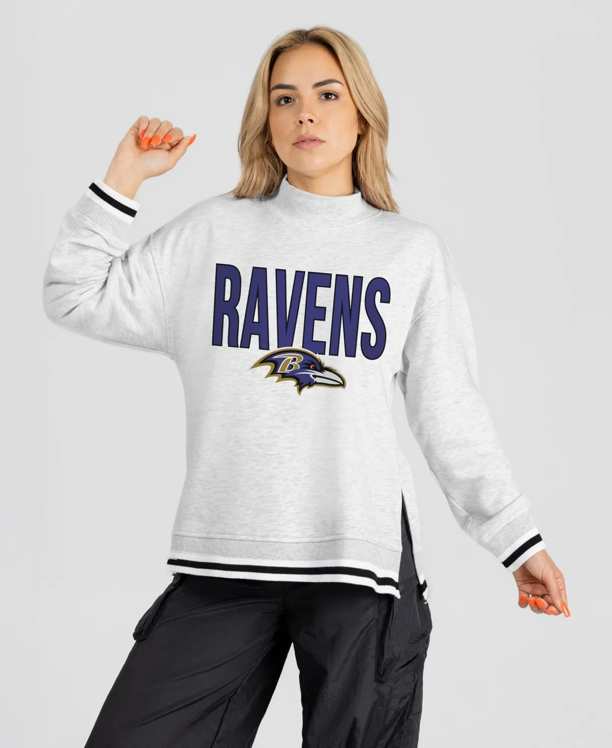 Baltimore Ravens Rally Point Contrast Stripe Mock Neck Sweatshirt
