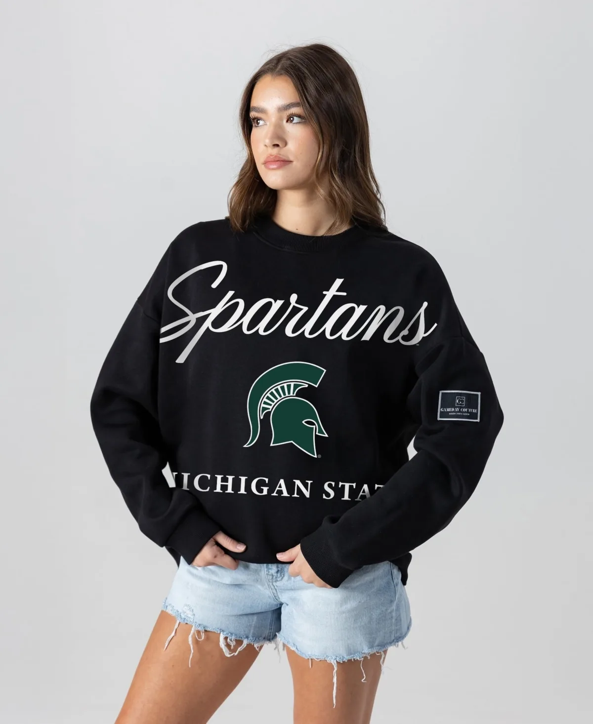 Michigan State Spartans Oversized Legacy Club Black Label Premium Fleece Sweatshirt