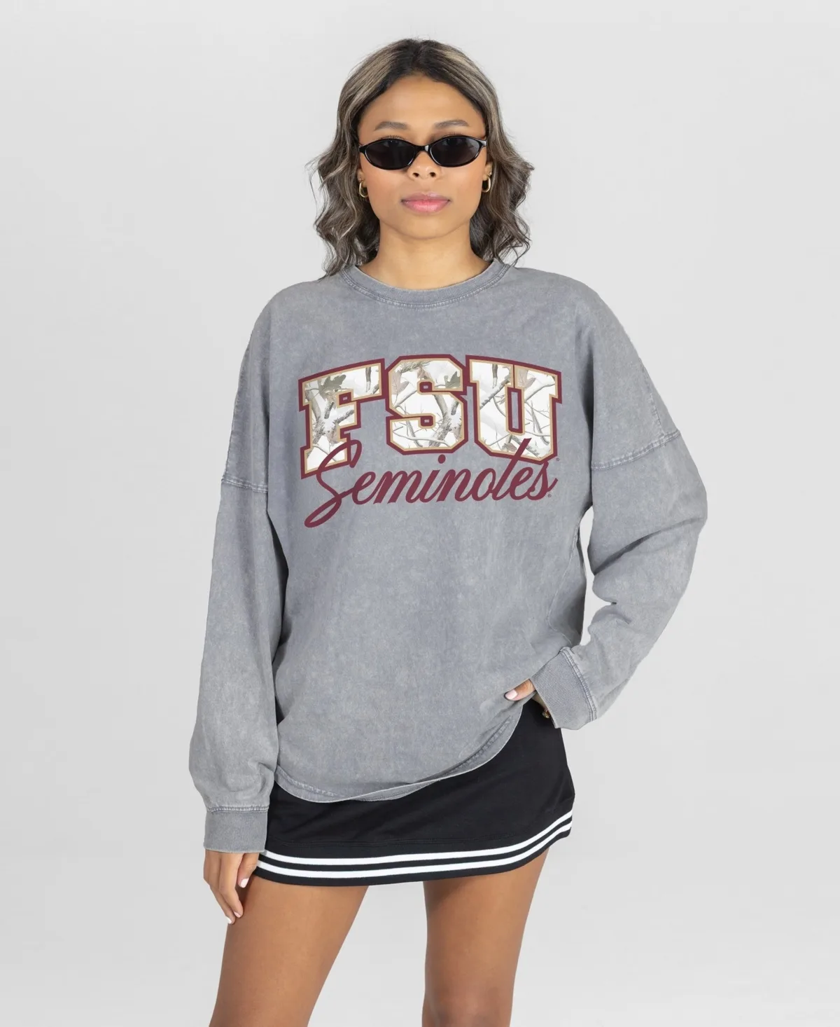 Florida State Seminoles Snow Wash Oversized Long-Sleeve T-Shirt