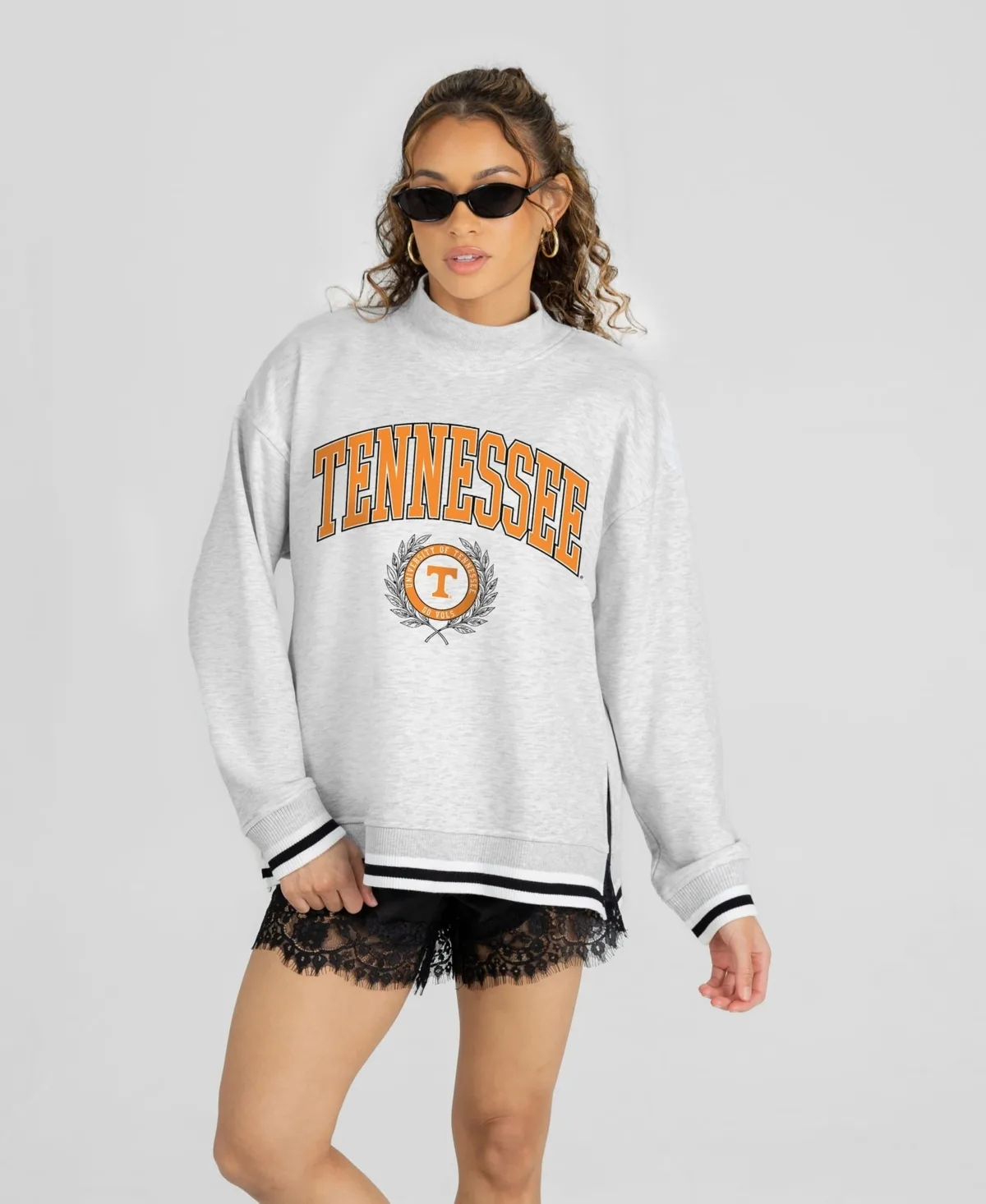 Tennessee Volunteers Rally Point Contrast Stripe Mock Neck Sweatshirt