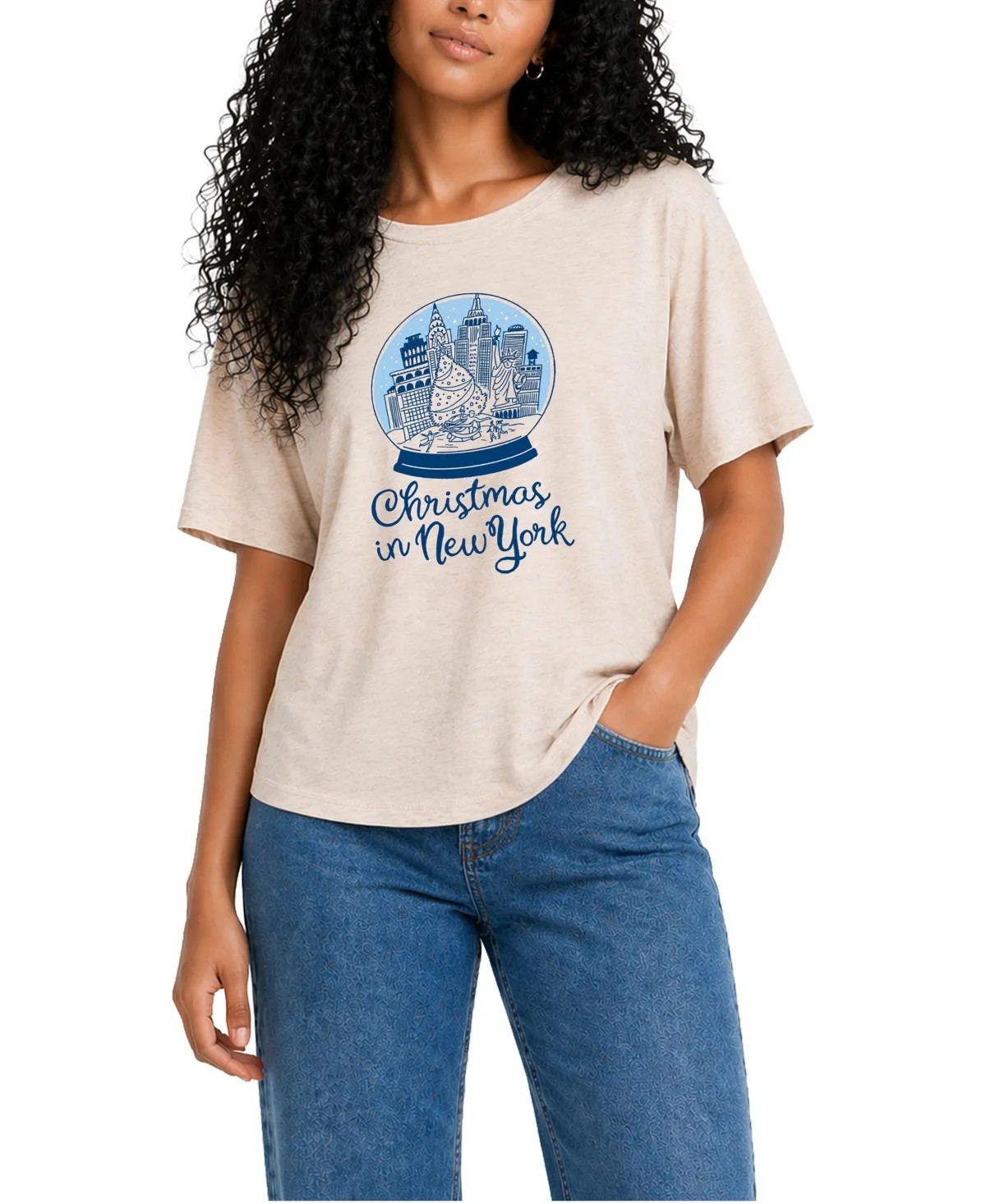 Christmas in New York Snow Globe Relaxed-Fit Graphic T-Shirt