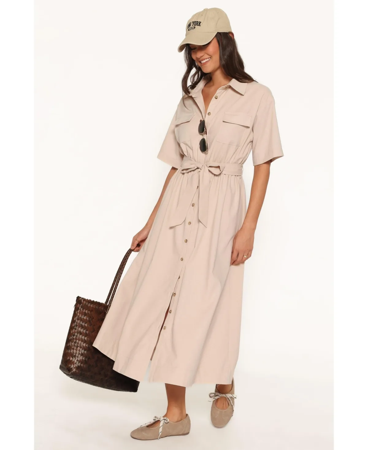 Shayna Maxi Collared Short-Sleeve Dress by Petal and Pup