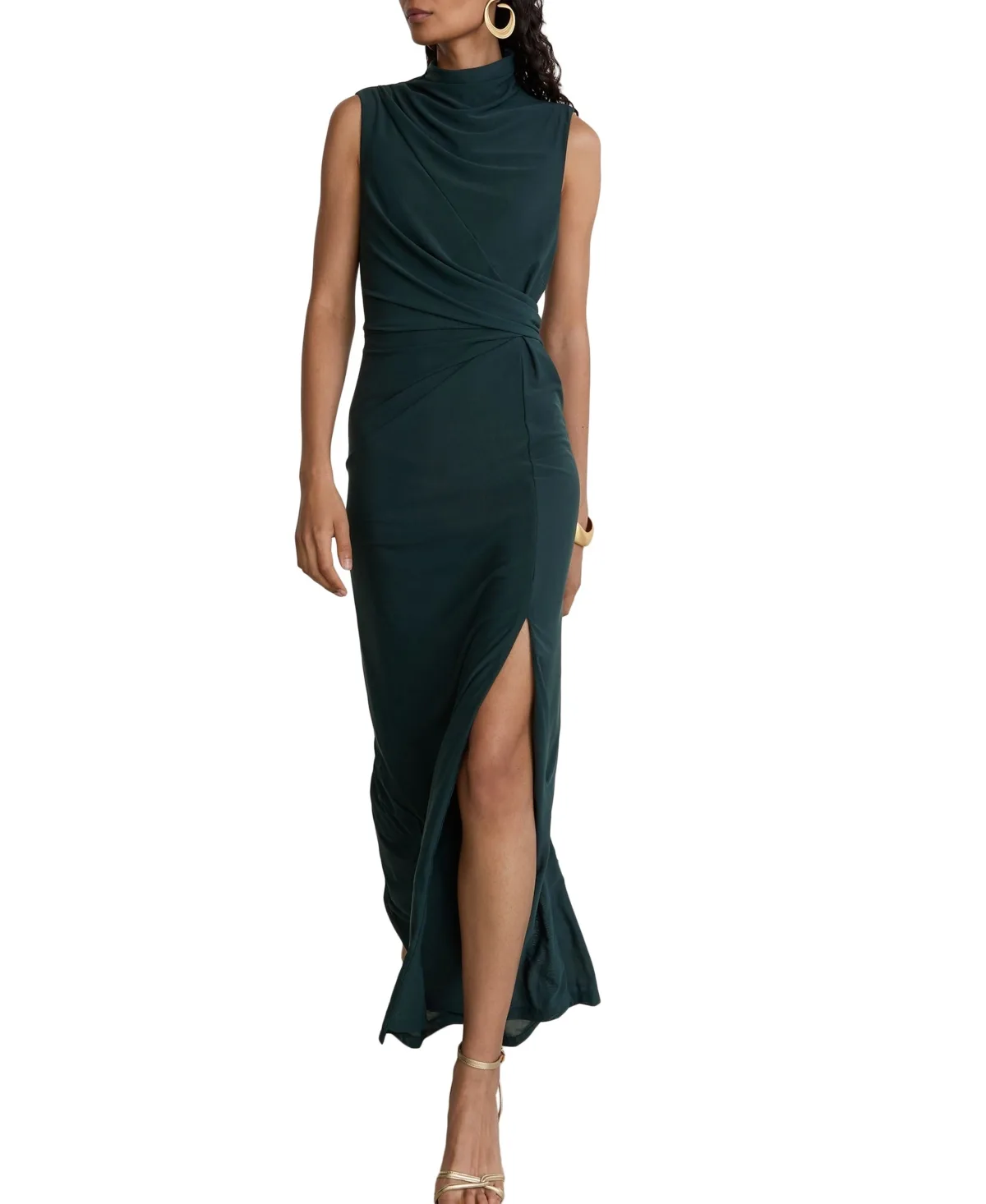 Colette Mock Neck Side-Slit Single-Shoulder Zip Dress by Reiss