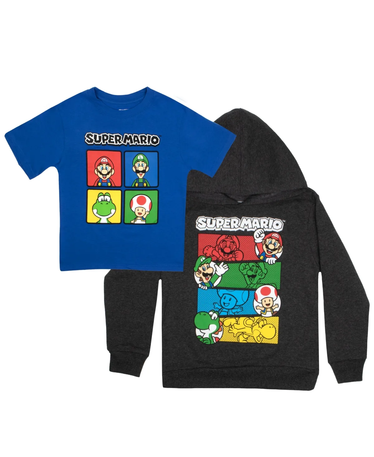 Super Mario 2 Piece Hooded Sweatshirt and Graphic T-Shirt Bundle Set by Mario