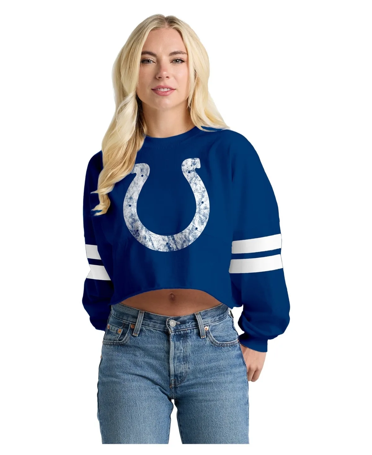 Indianapolis Colts Long-Sleeve Oversized Cropped Tee
