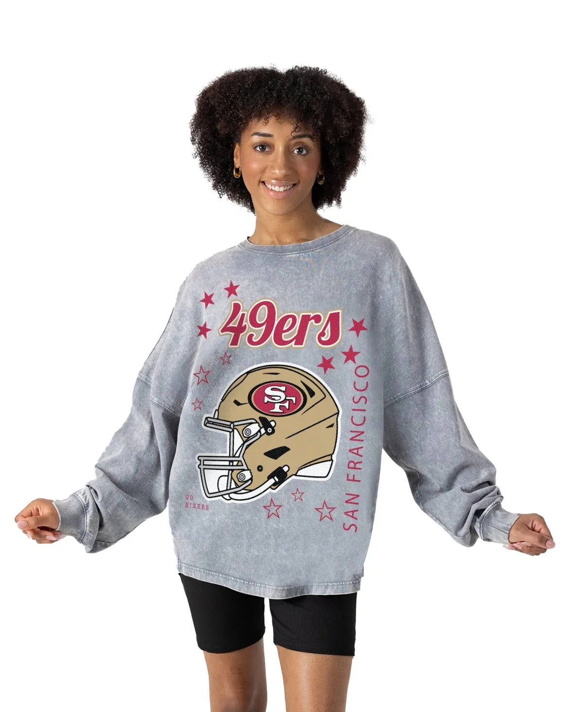 San Francisco 49ers Starbound Oversized Snow Wash Long-Sleeve T-Shirt