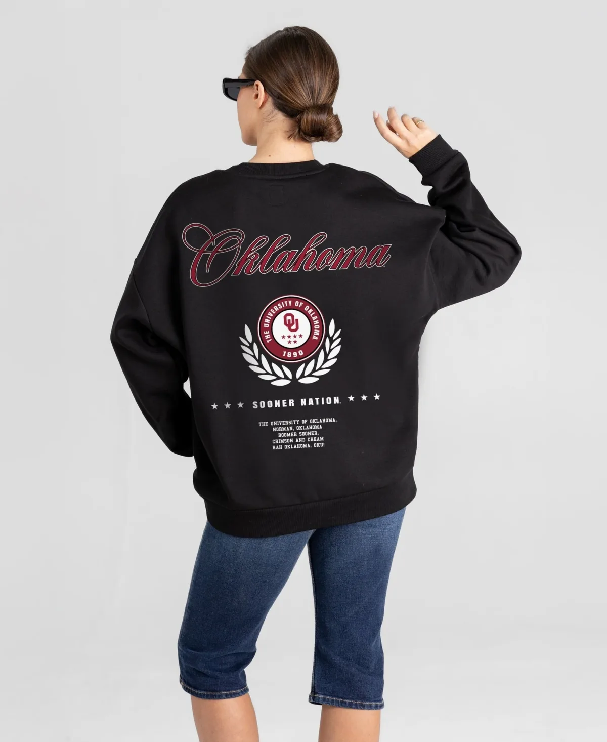 Oklahoma Sooners Classic Charm Black Label Premium Drop Shoulder Sweatshirt by Gameday Couture